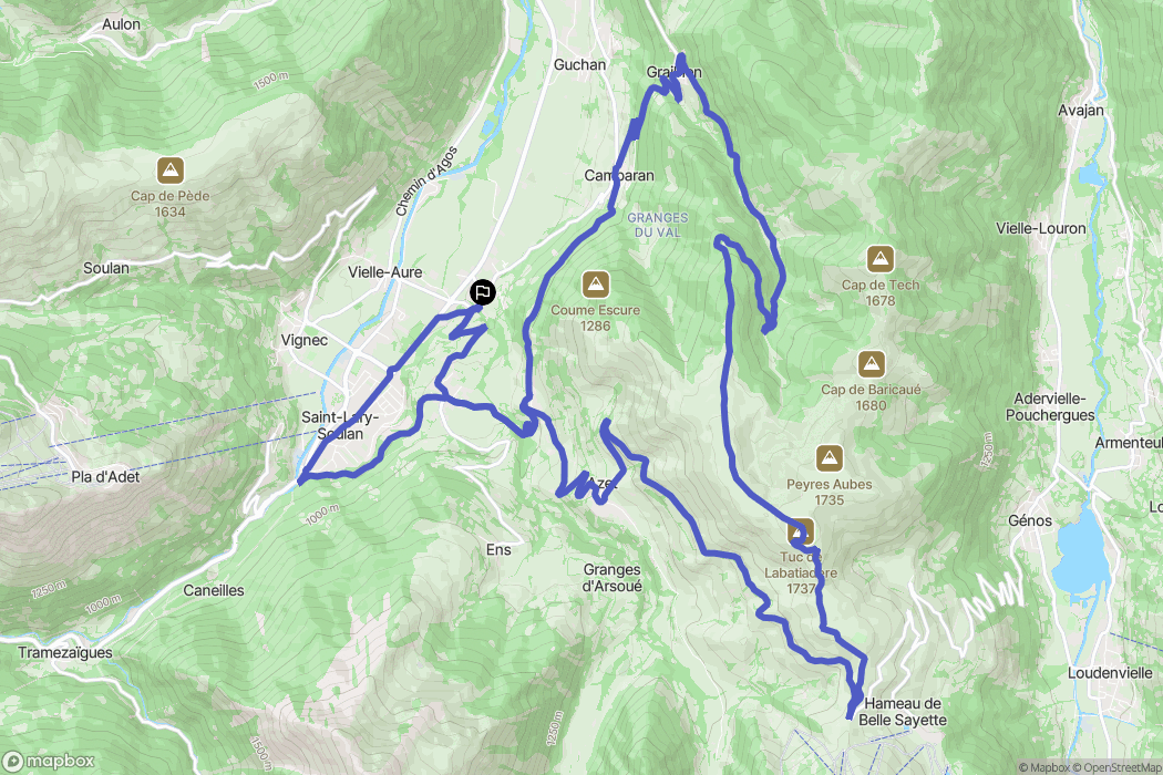Bourisp : carte du parcours de randonnée - France