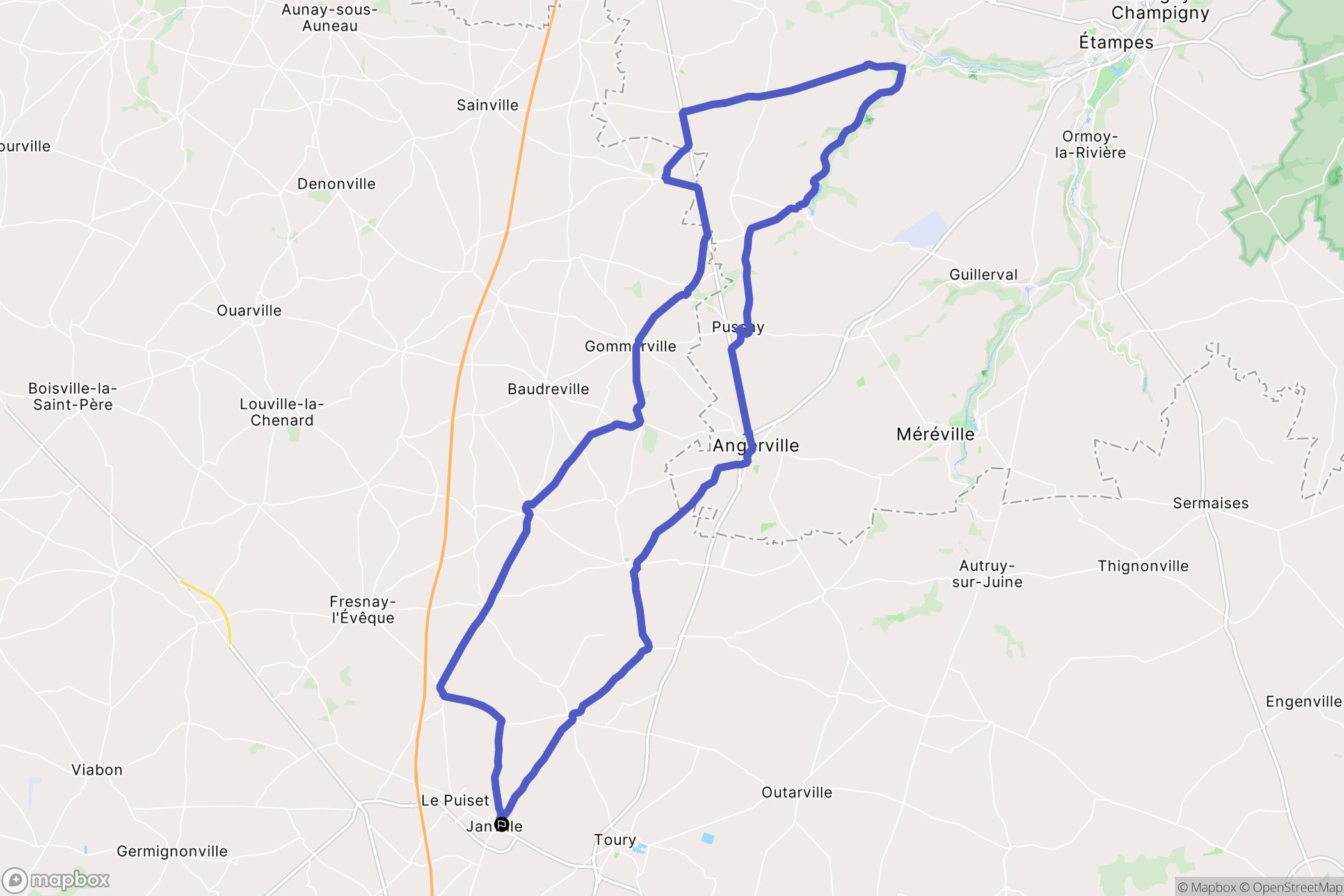 Janville-en-Beauce : carte du parcours de randonnée - France