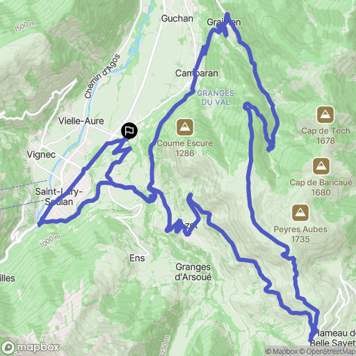 Bourisp : carte du parcours de randonnée - France
