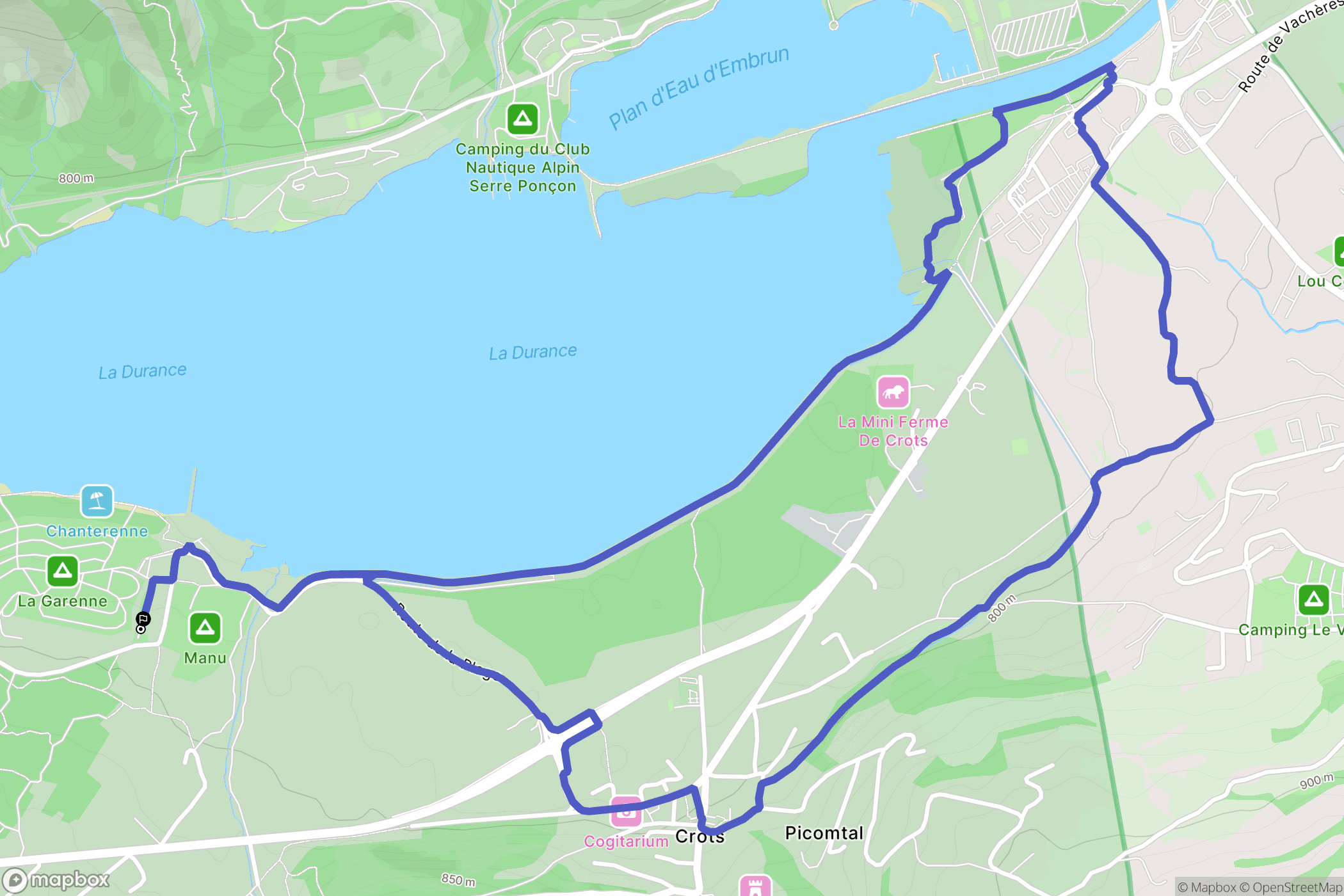 Crots : carte du parcours de randonnée - France