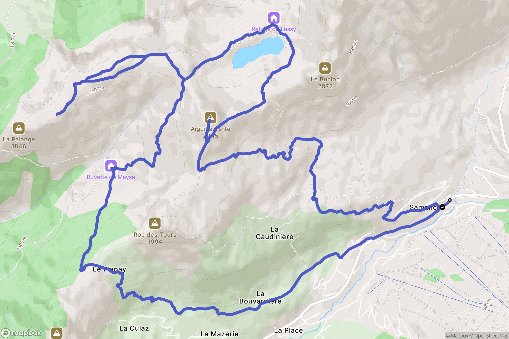 Le Grand-Bornand : carte du parcours de randonnée - France
