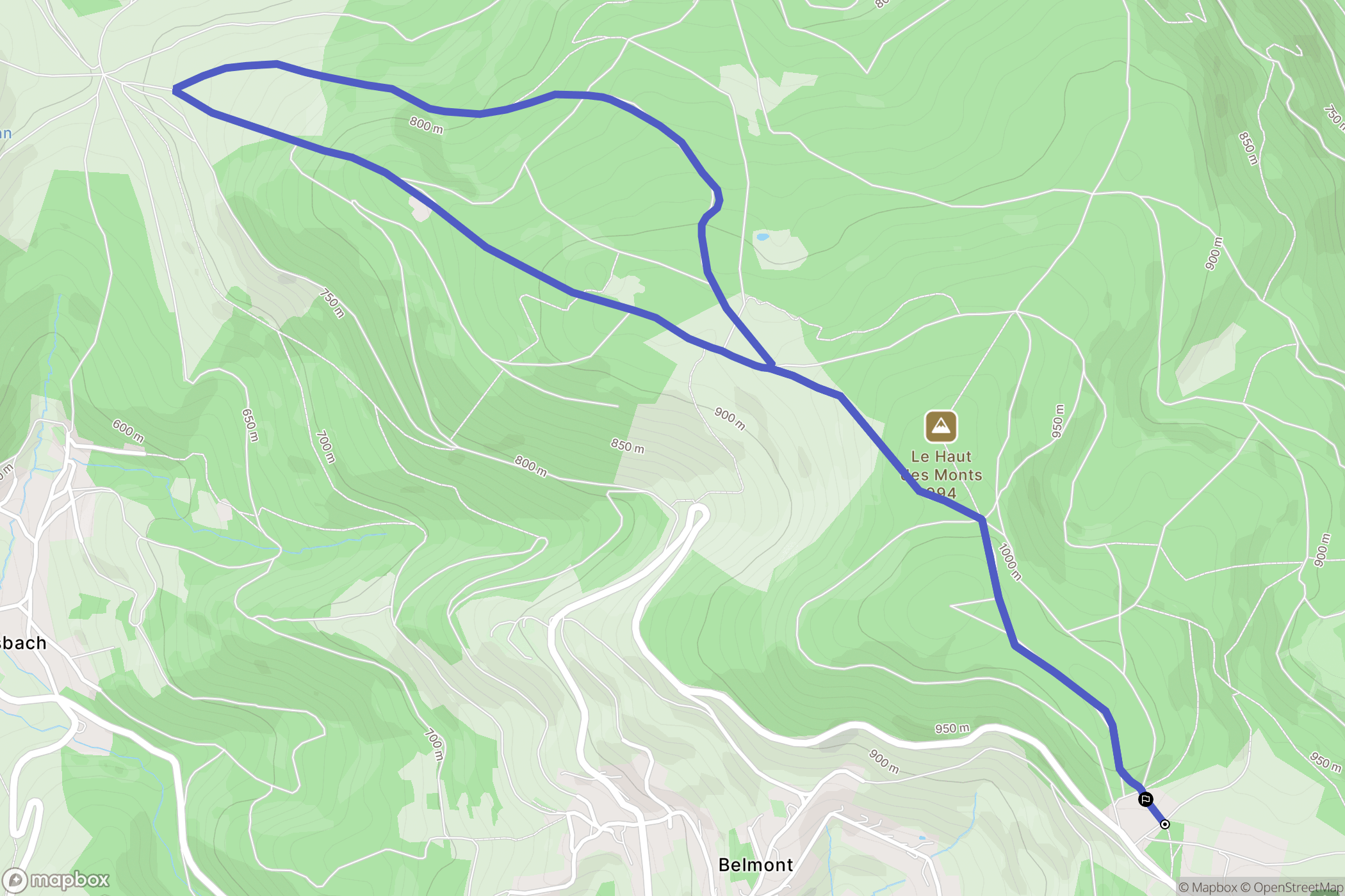 Belmont : carte du parcours de randonnée - France