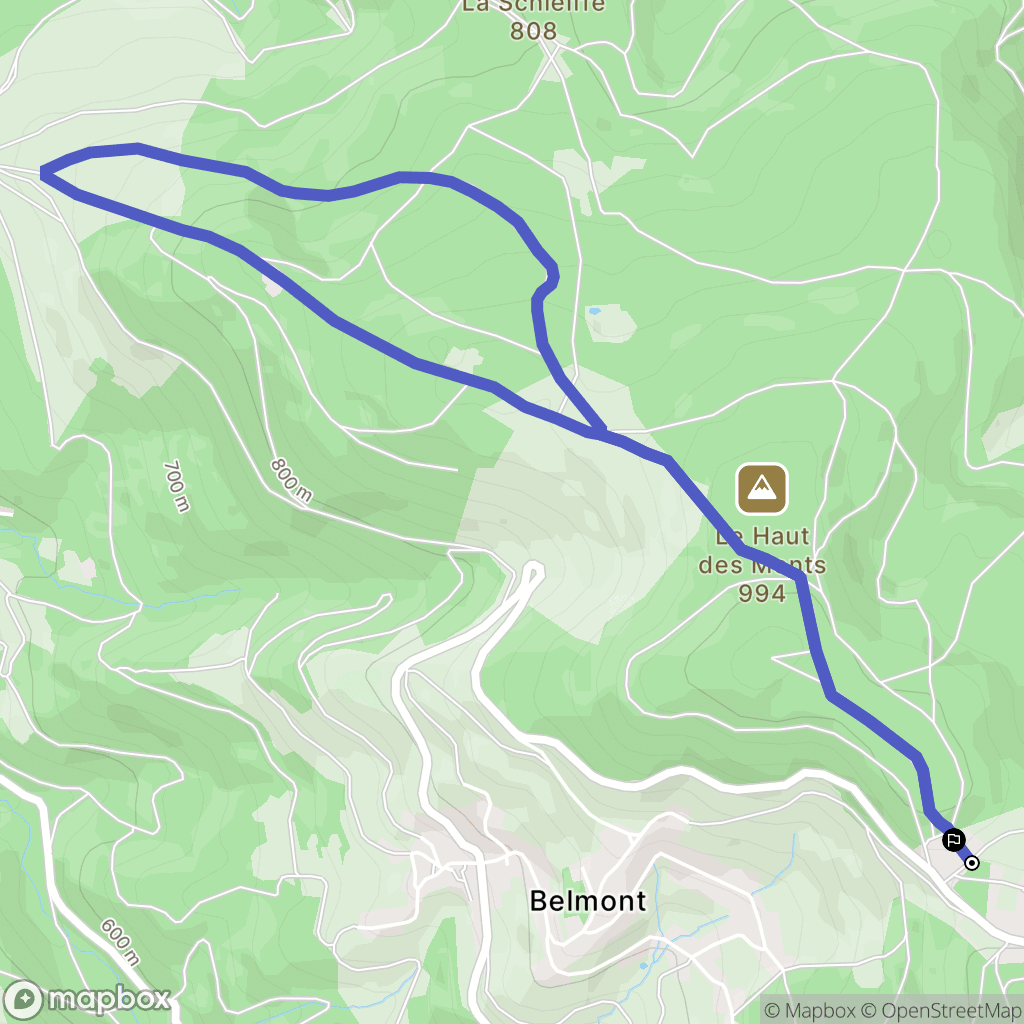 Belmont : carte du parcours de randonnée - France