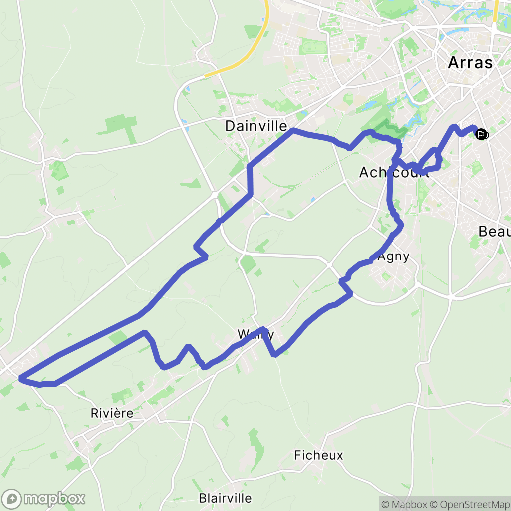 Arras : carte du parcours de randonnée - France