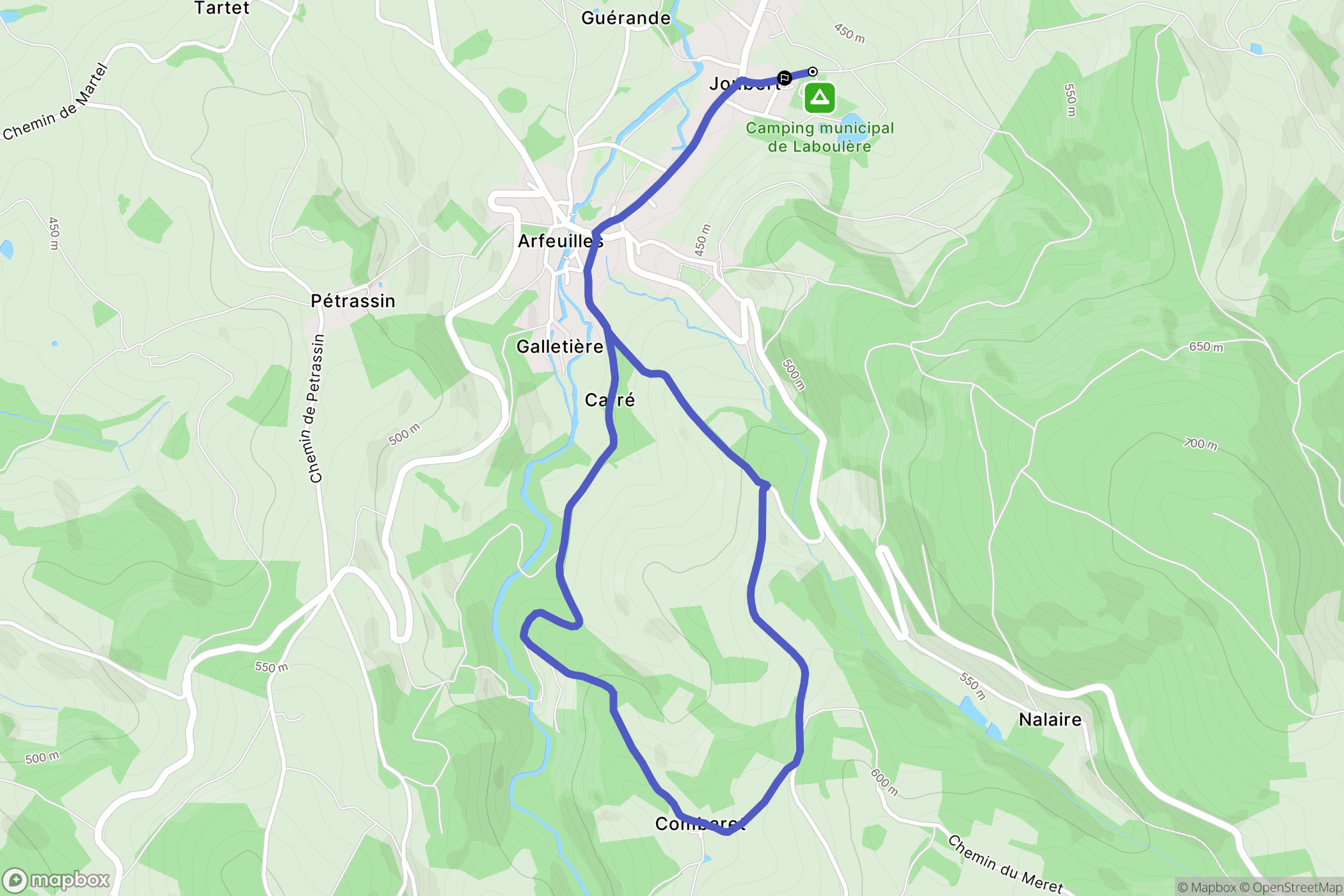 Arfeuilles : carte du parcours de randonnée - France