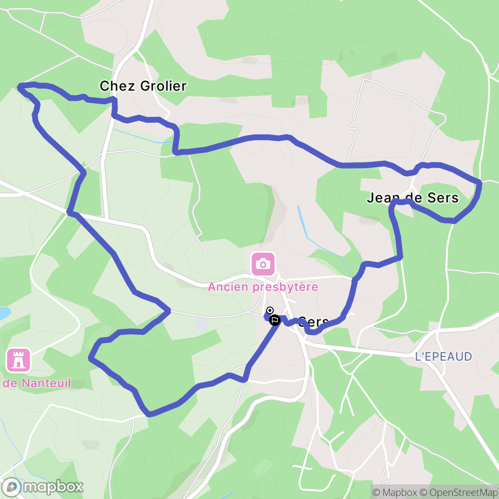Sers : carte du parcours de randonnée - France