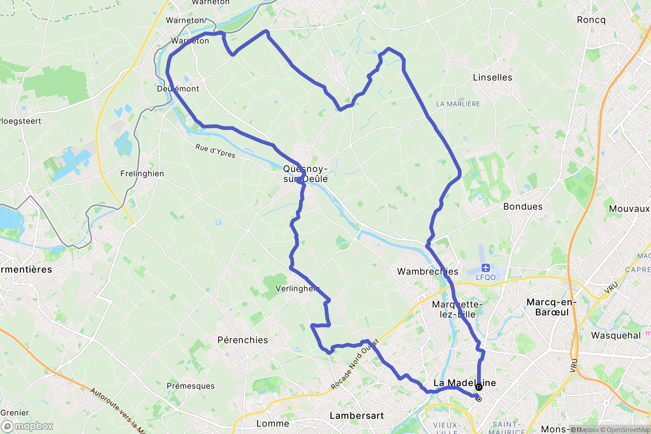 La Madeleine : carte du parcours de randonnée - France