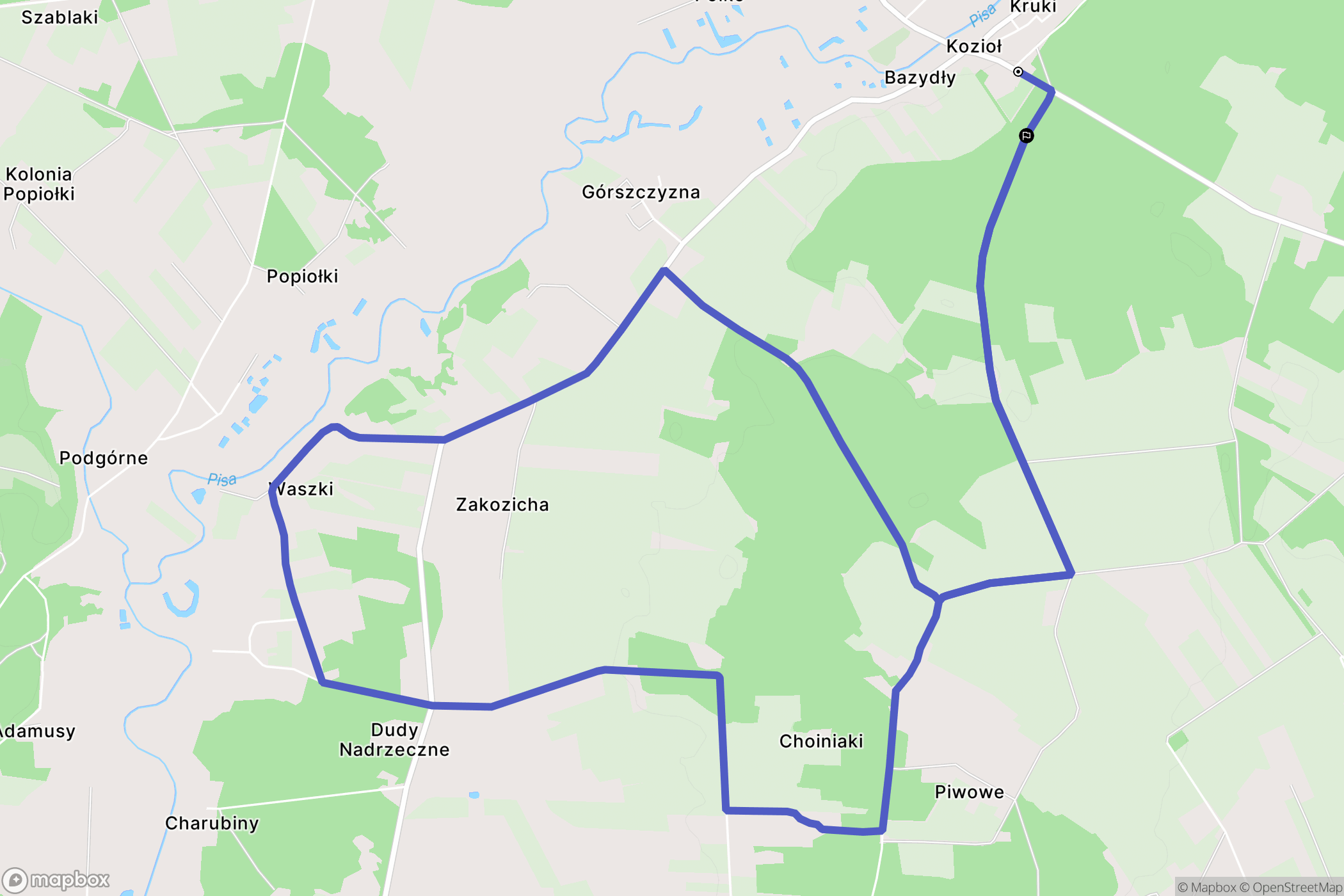 Kozioł: mapa trasy - Poland