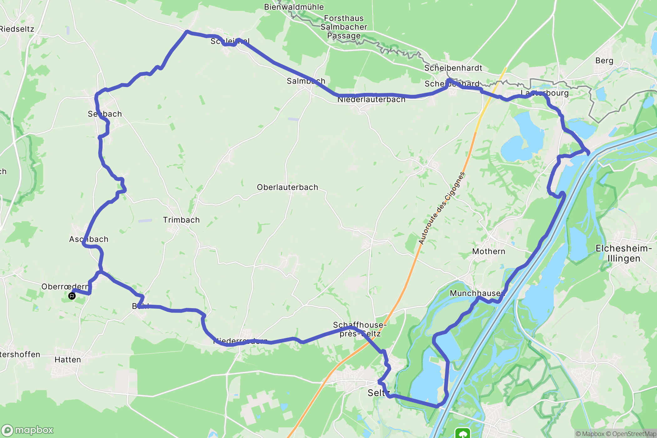 Oberrœdern : carte du parcours de randonnée - France
