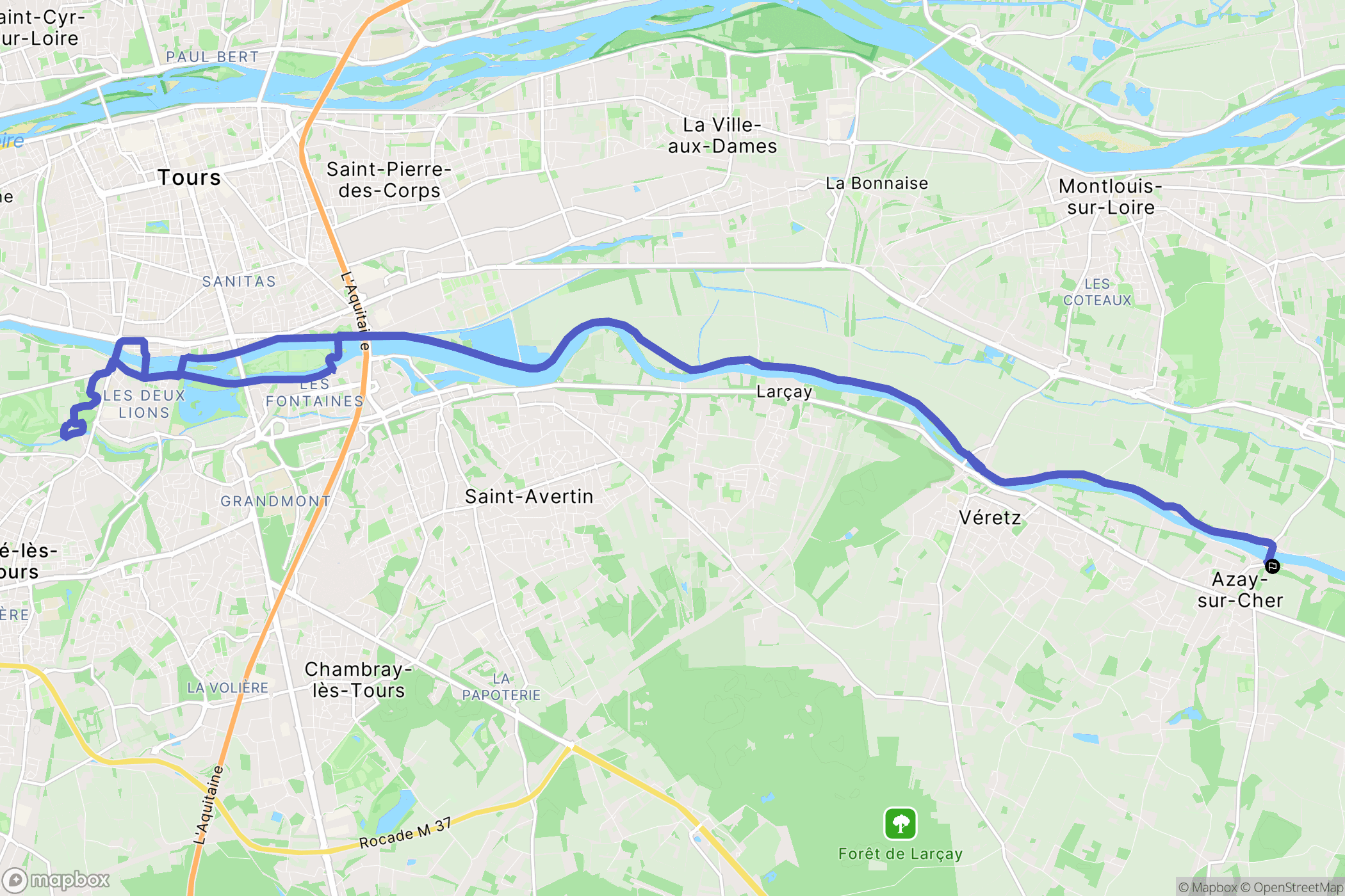 Azay-sur-Cher : carte du parcours de randonnée - France