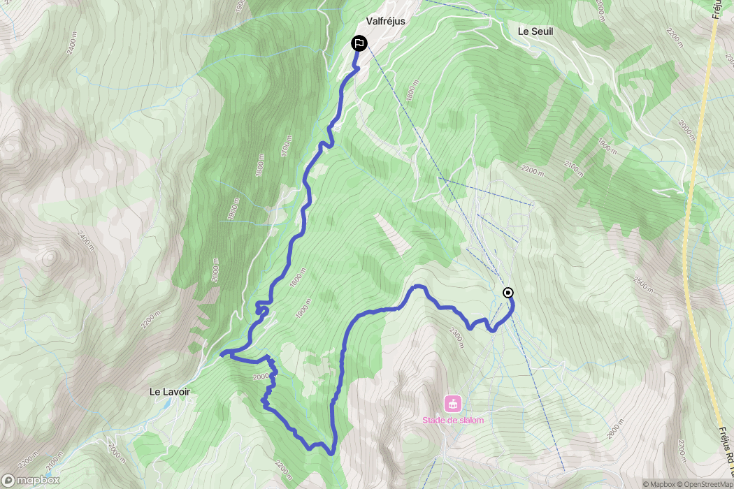 Modane : carte du parcours de randonnée - France