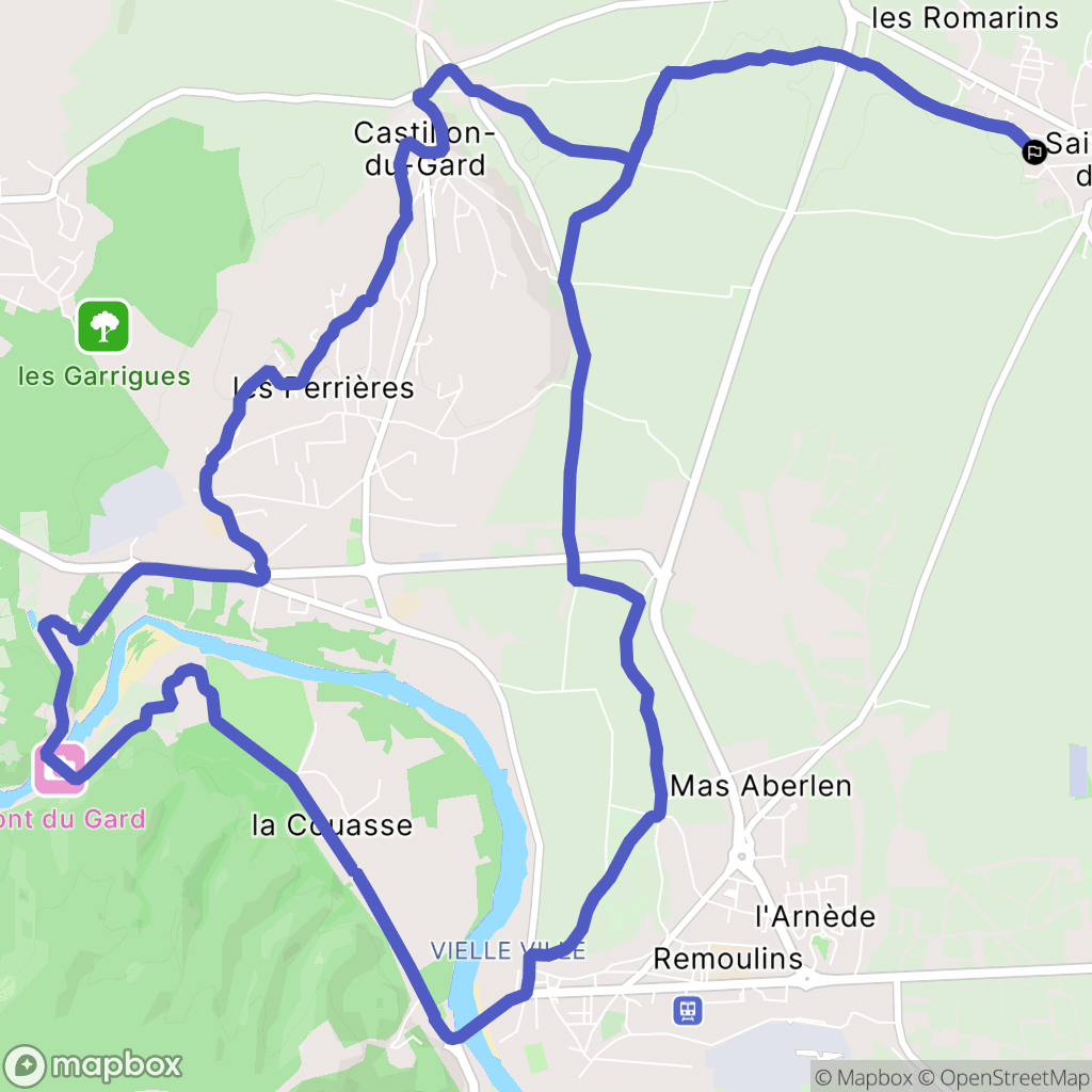 Saint-Hilaire-d'Ozilhan : carte du parcours de randonnée - France