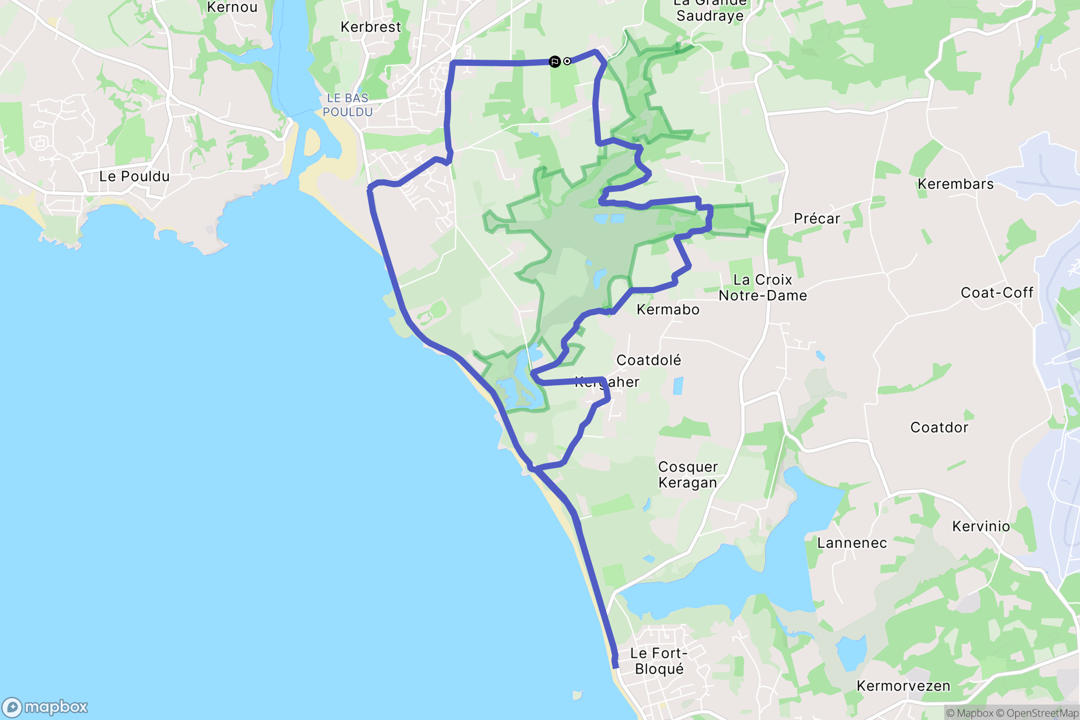Guidel : carte du parcours de randonnée - France