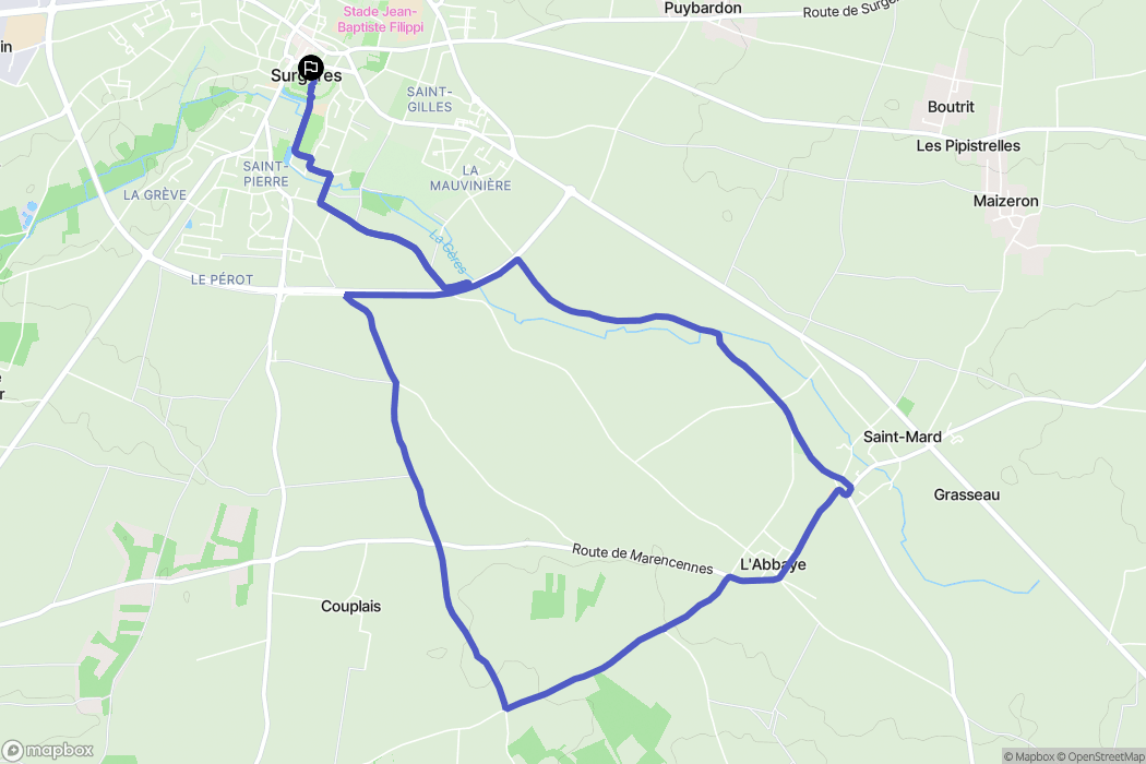 Surgères : carte du parcours de randonnée - France