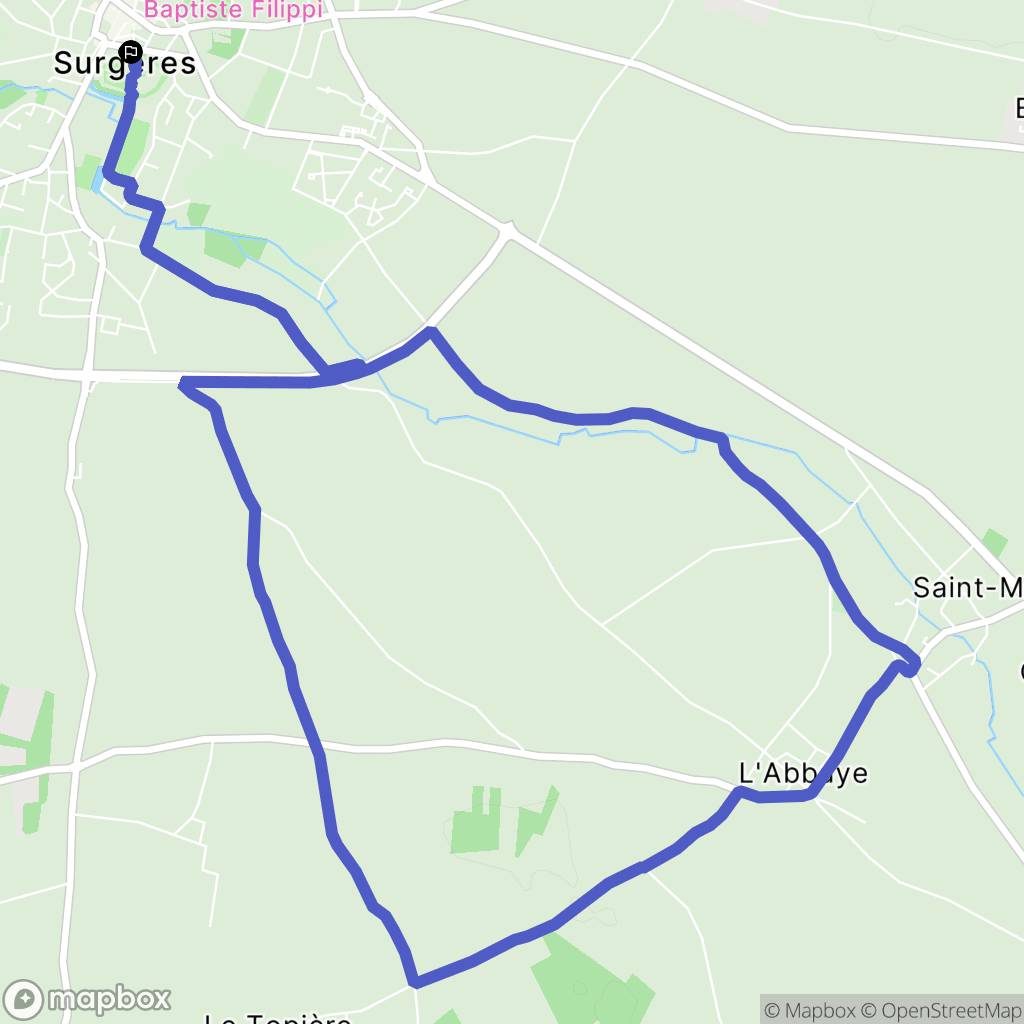 Surgères : carte du parcours de randonnée - France