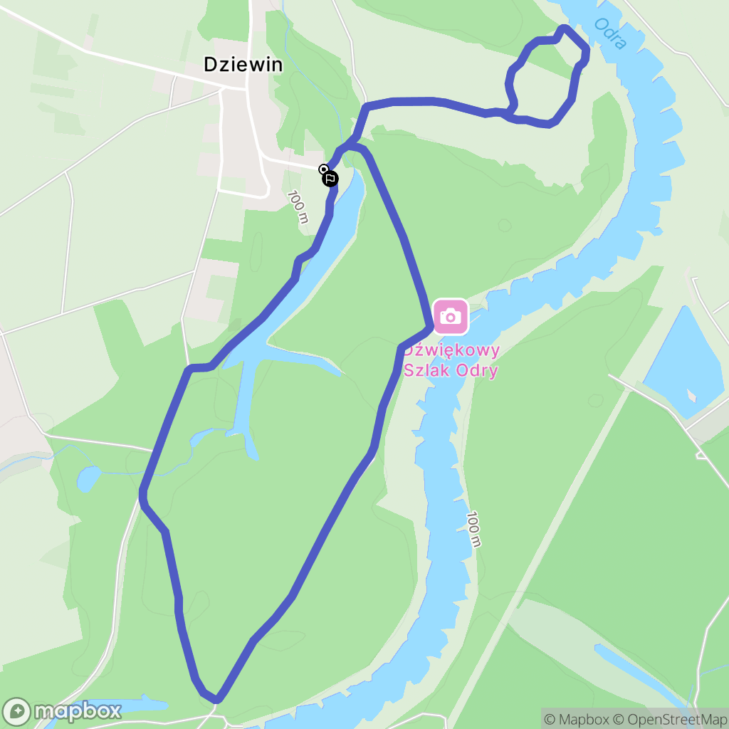 Dziewin: mapa trasy - Poland