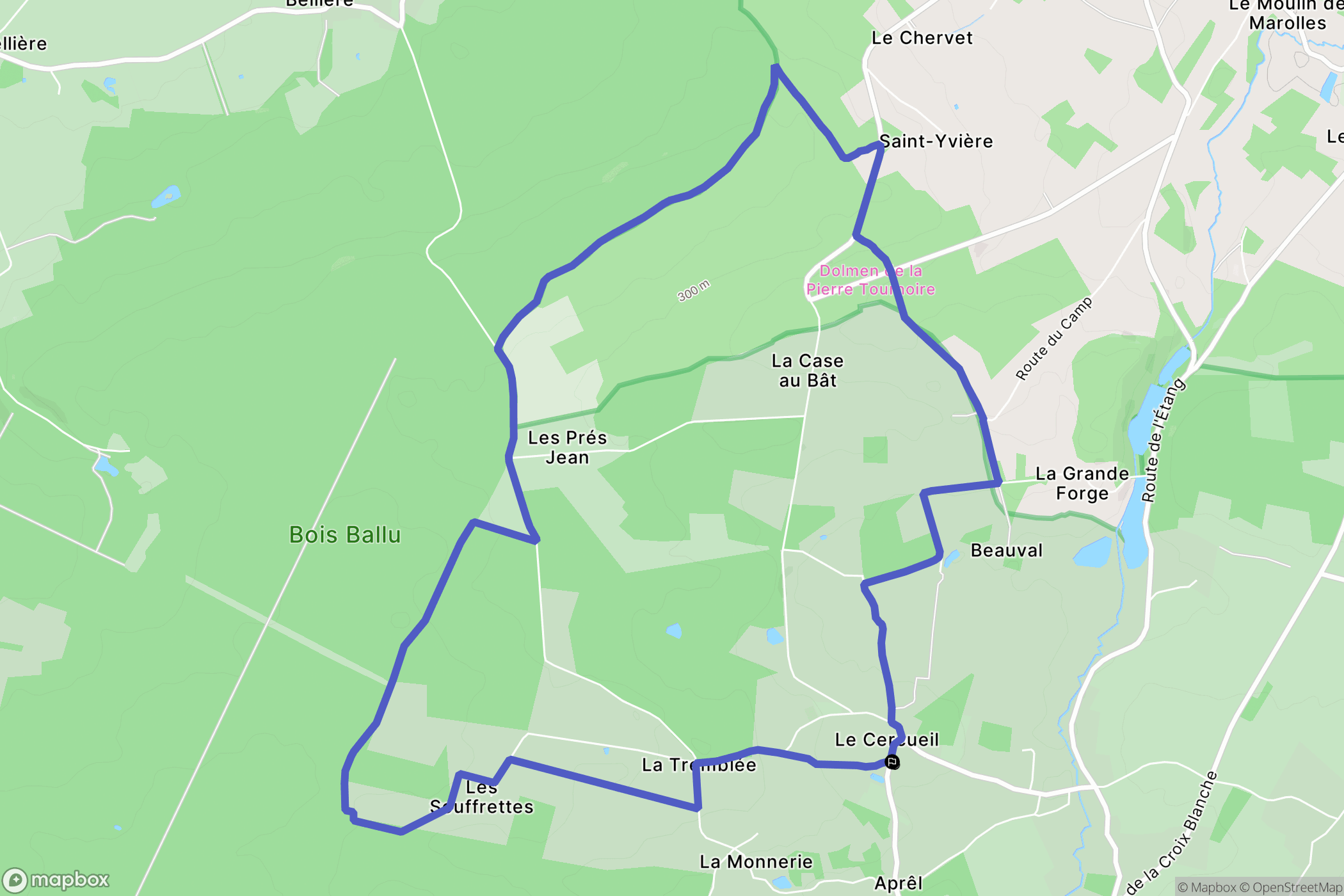 Le Cercueil : carte du parcours de randonnée - France