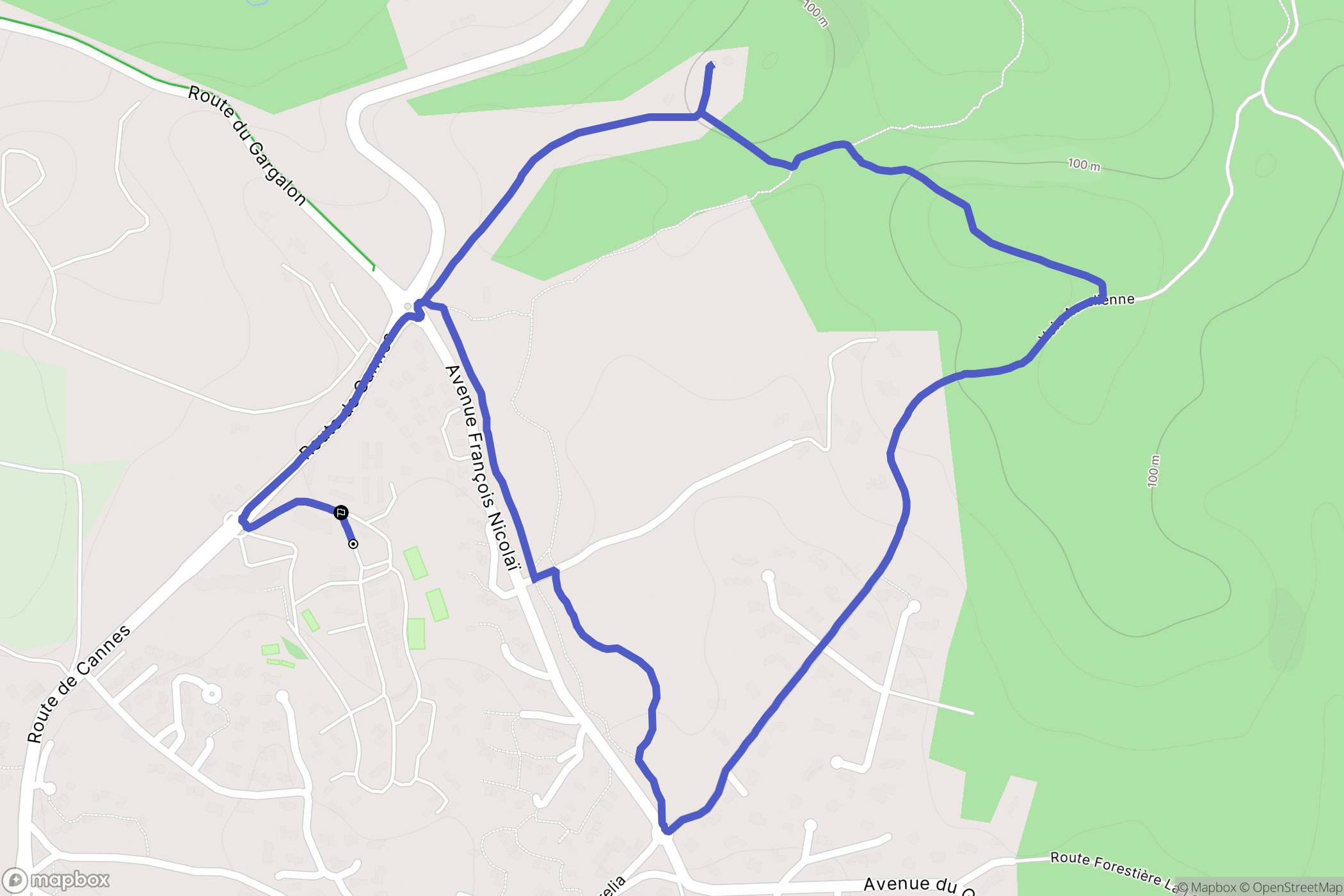 Fréjus : carte du parcours de randonnée - France