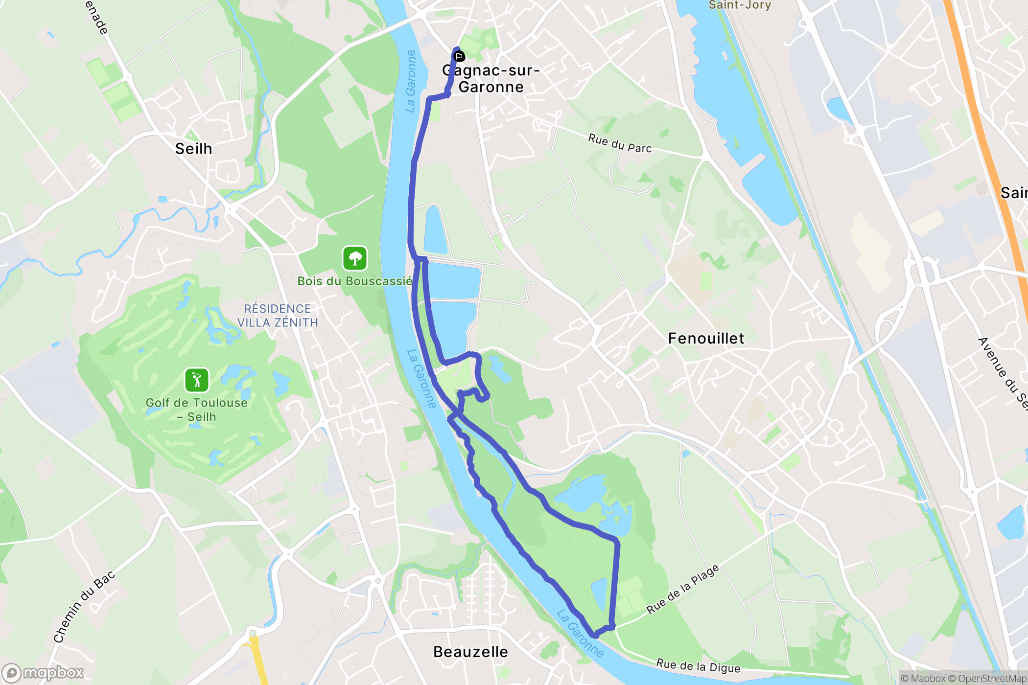 Gagnac-sur-Garonne : carte du parcours de randonnée - France