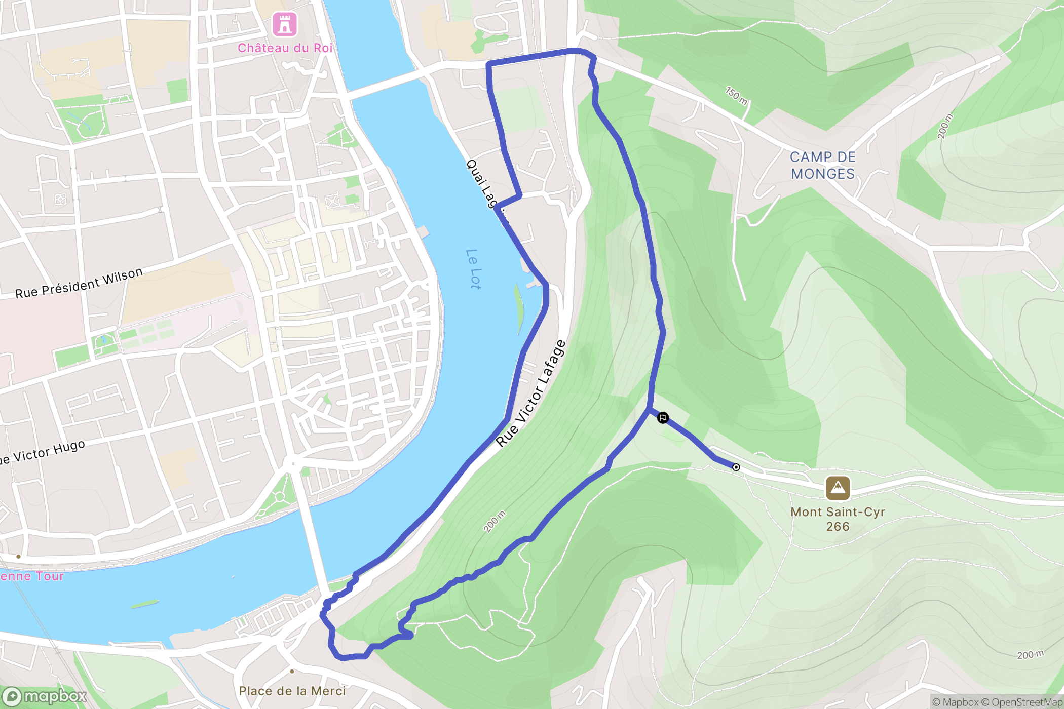 Cahors : carte du parcours de randonnée - France