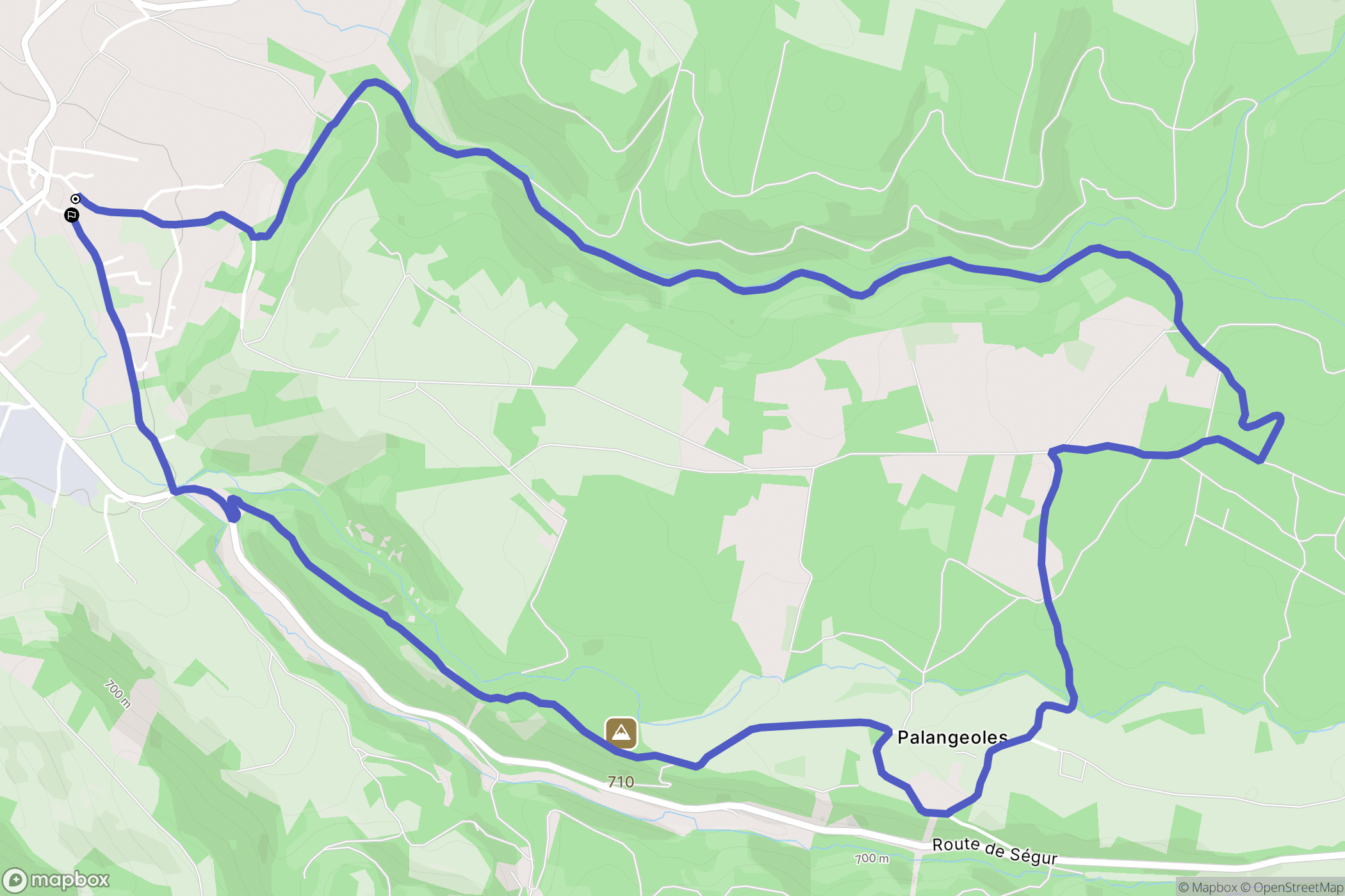 Agen-d'Aveyron : carte du parcours de randonnée - France