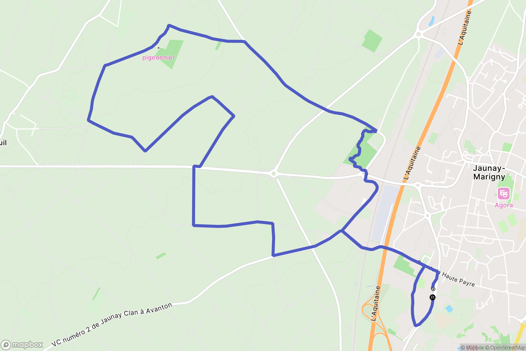 Jaunay-Marigny : carte du parcours de randonnée - France