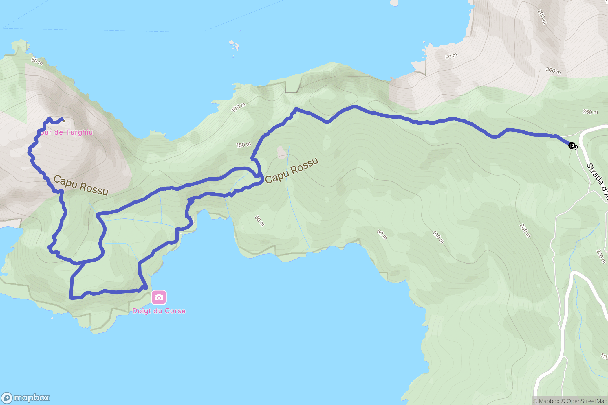 Piana : carte du parcours de randonnée - France