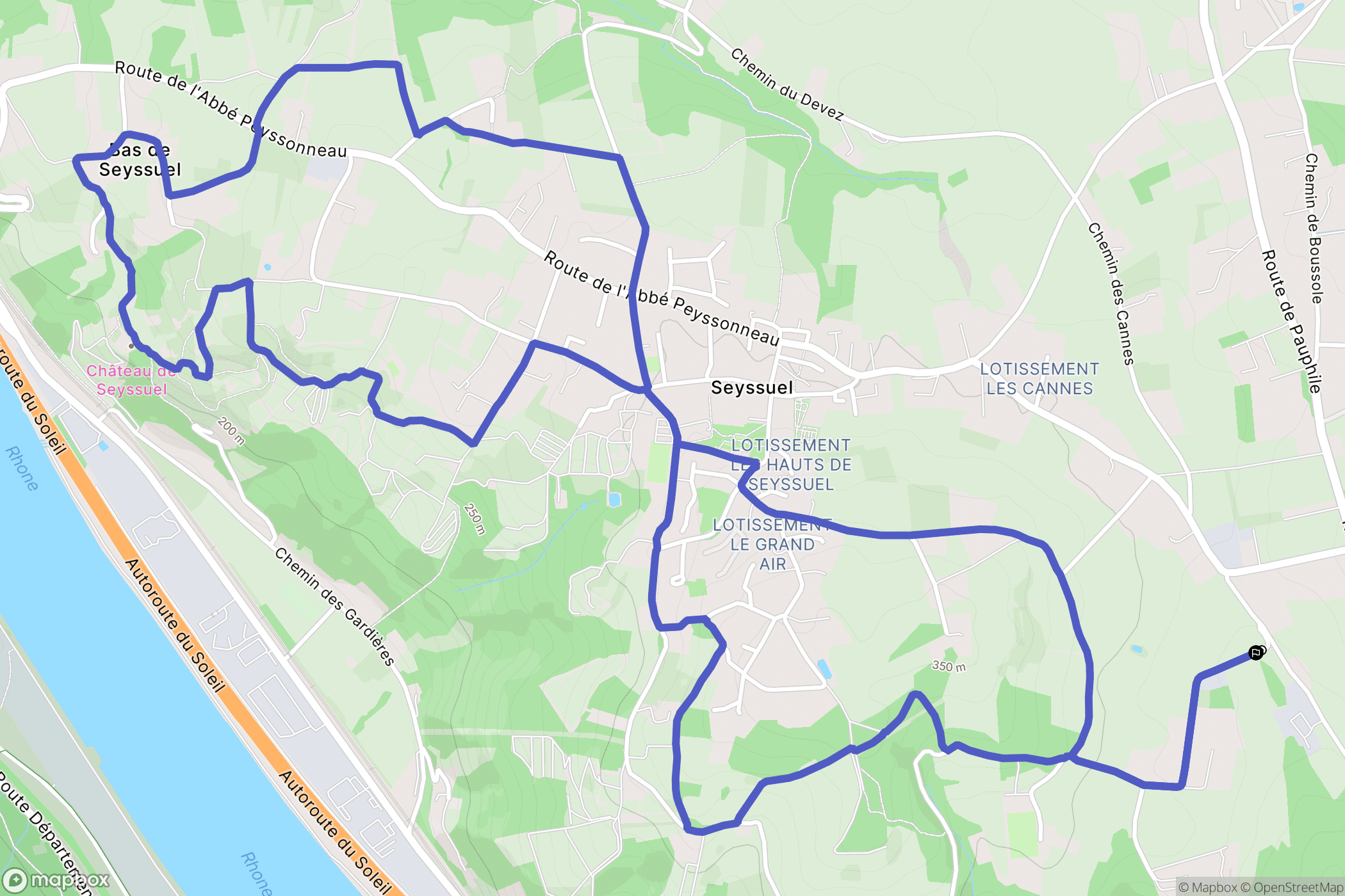 Seyssuel : carte du parcours de randonnée - France