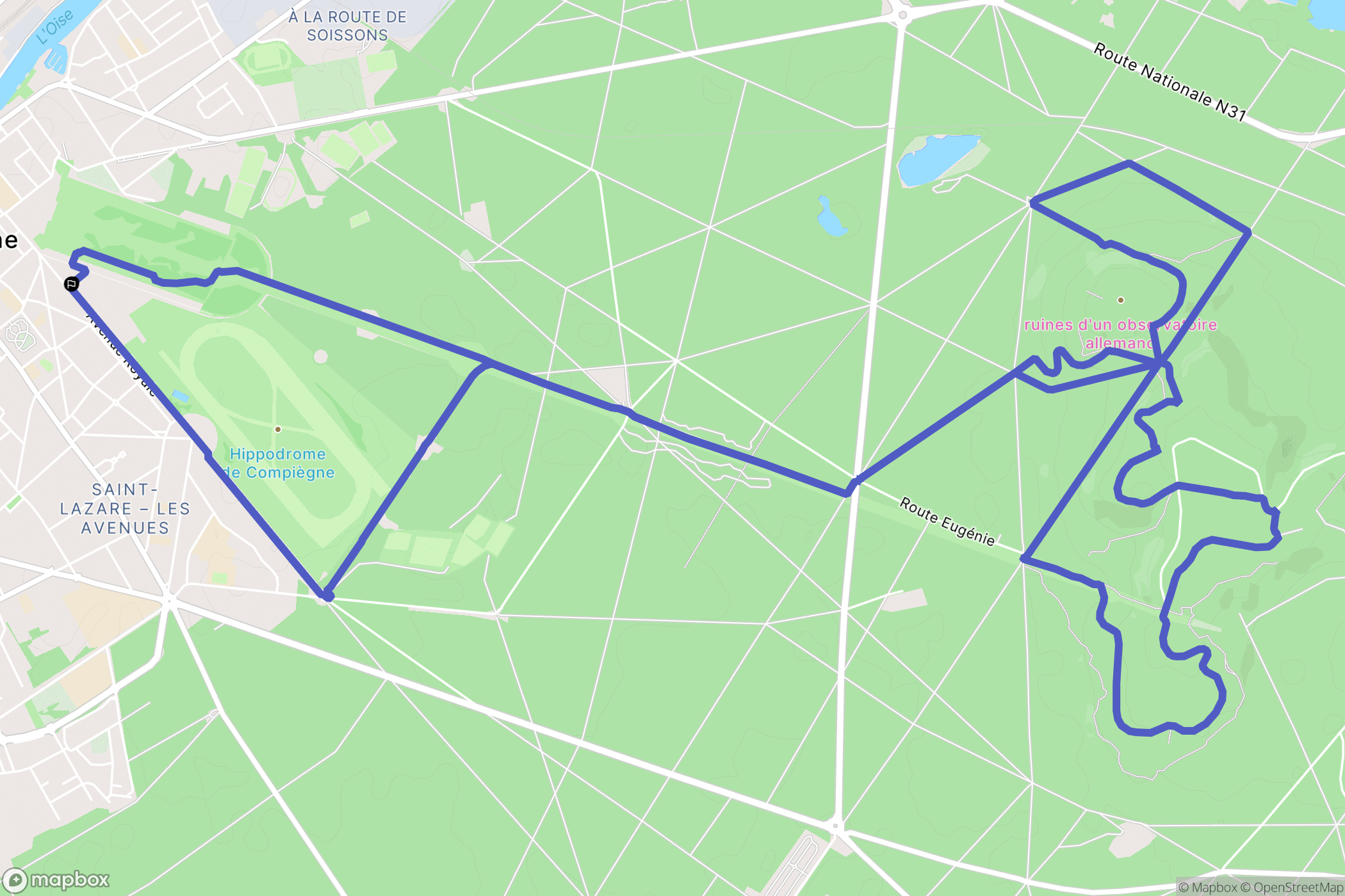 Compiègne : carte du parcours de randonnée - France
