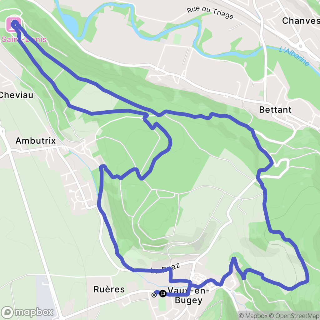 Vaux-en-Bugey : carte du parcours de randonnée - France
