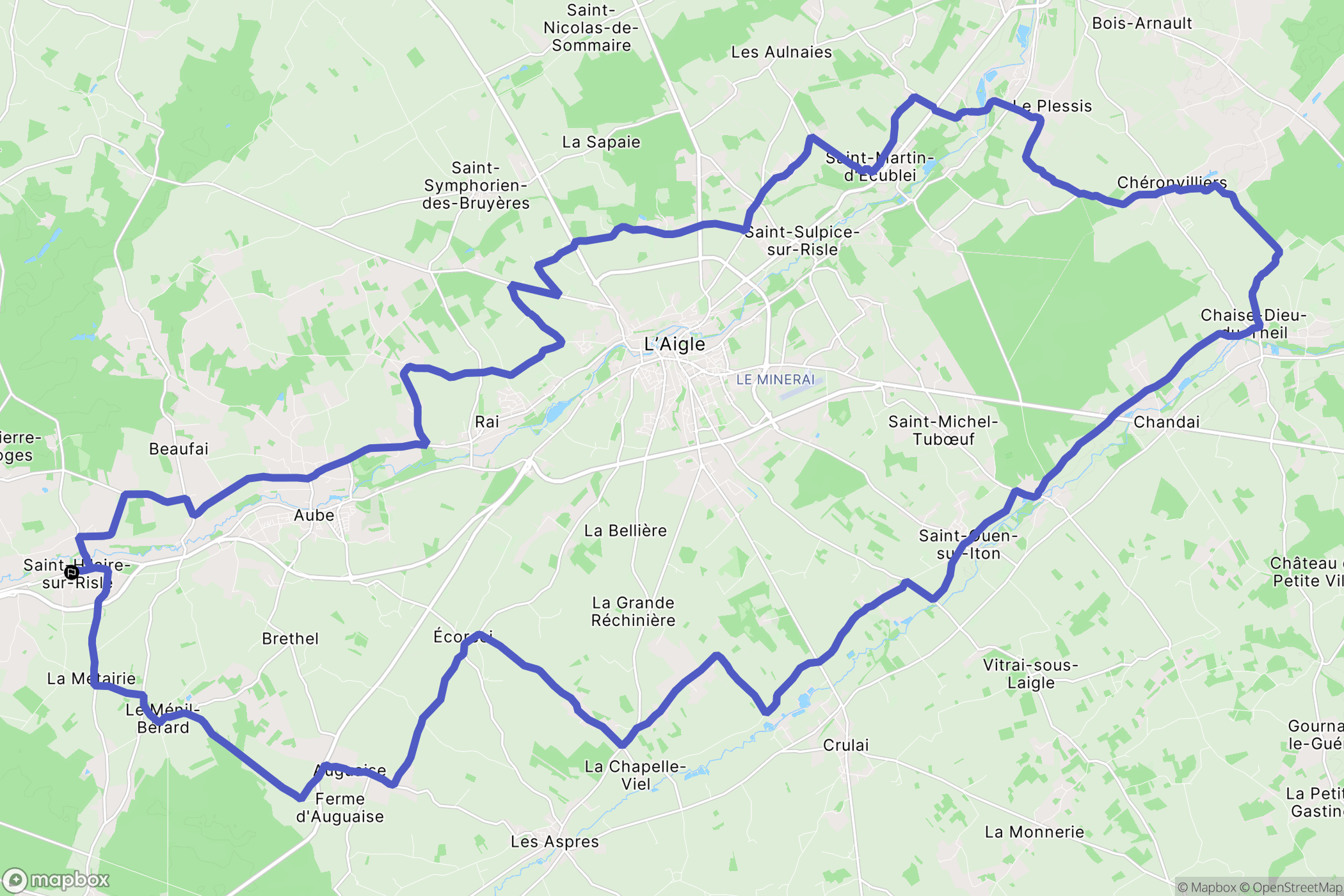 Saint-Hilaire-sur-Risle : carte du parcours de randonnée - France