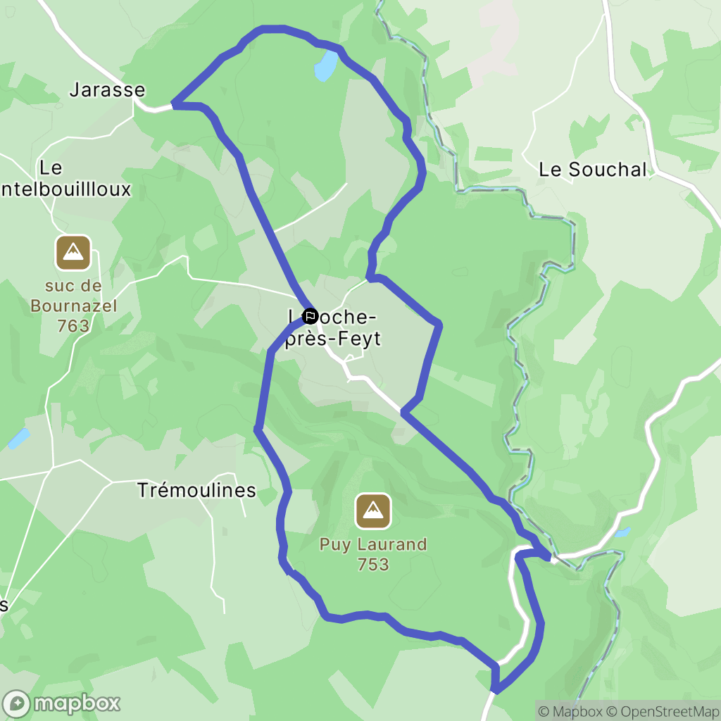 Laroche-prés-Feyt : carte du parcours de randonnée - France