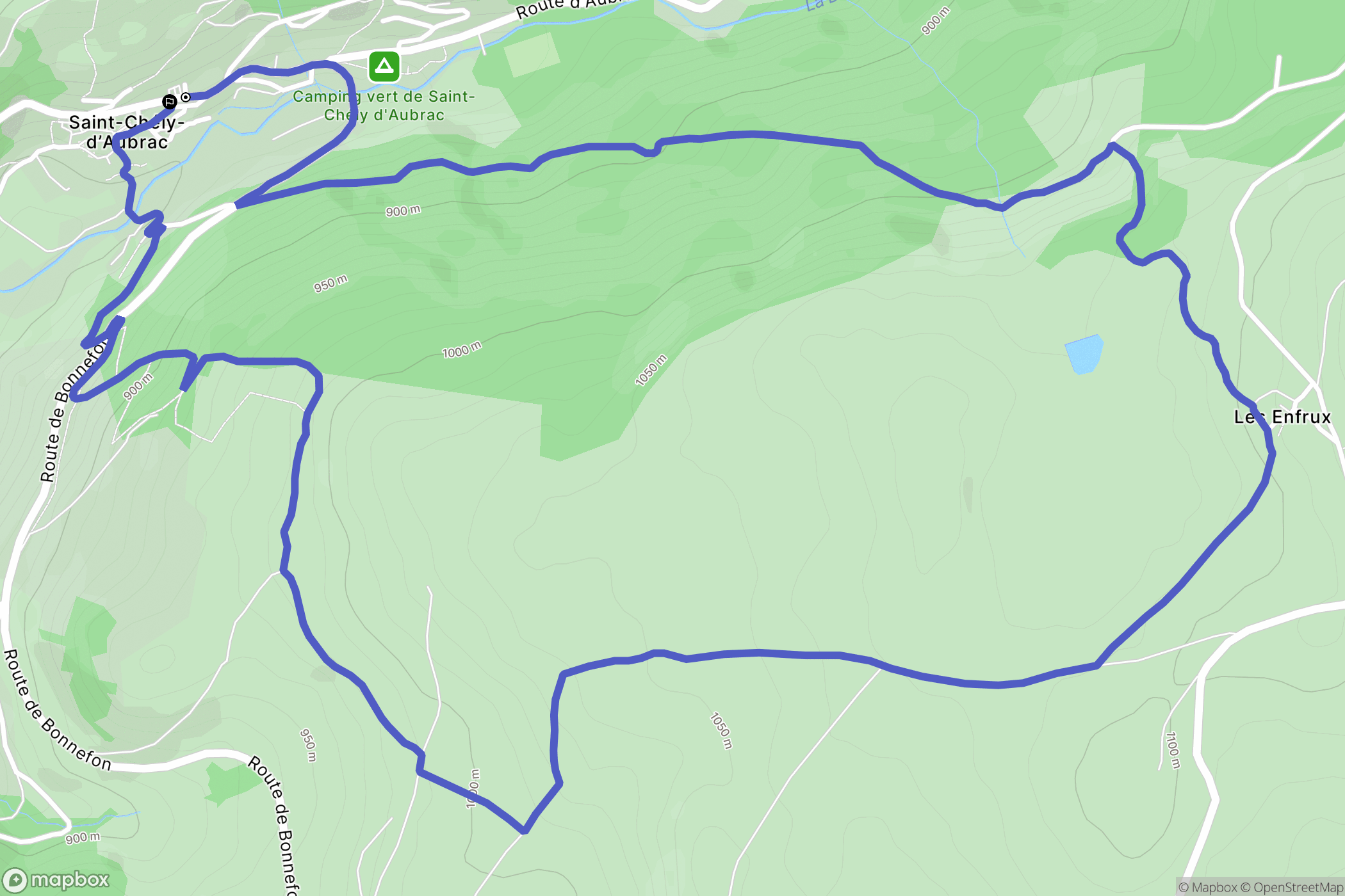 Saint-Chély-d'Aubrac : carte du parcours de randonnée - France