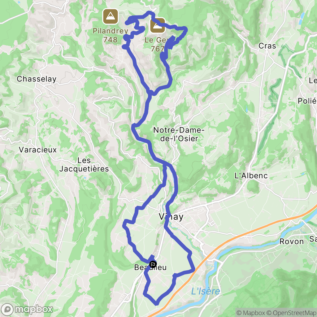 Beaulieu : carte du parcours de randonnée - France