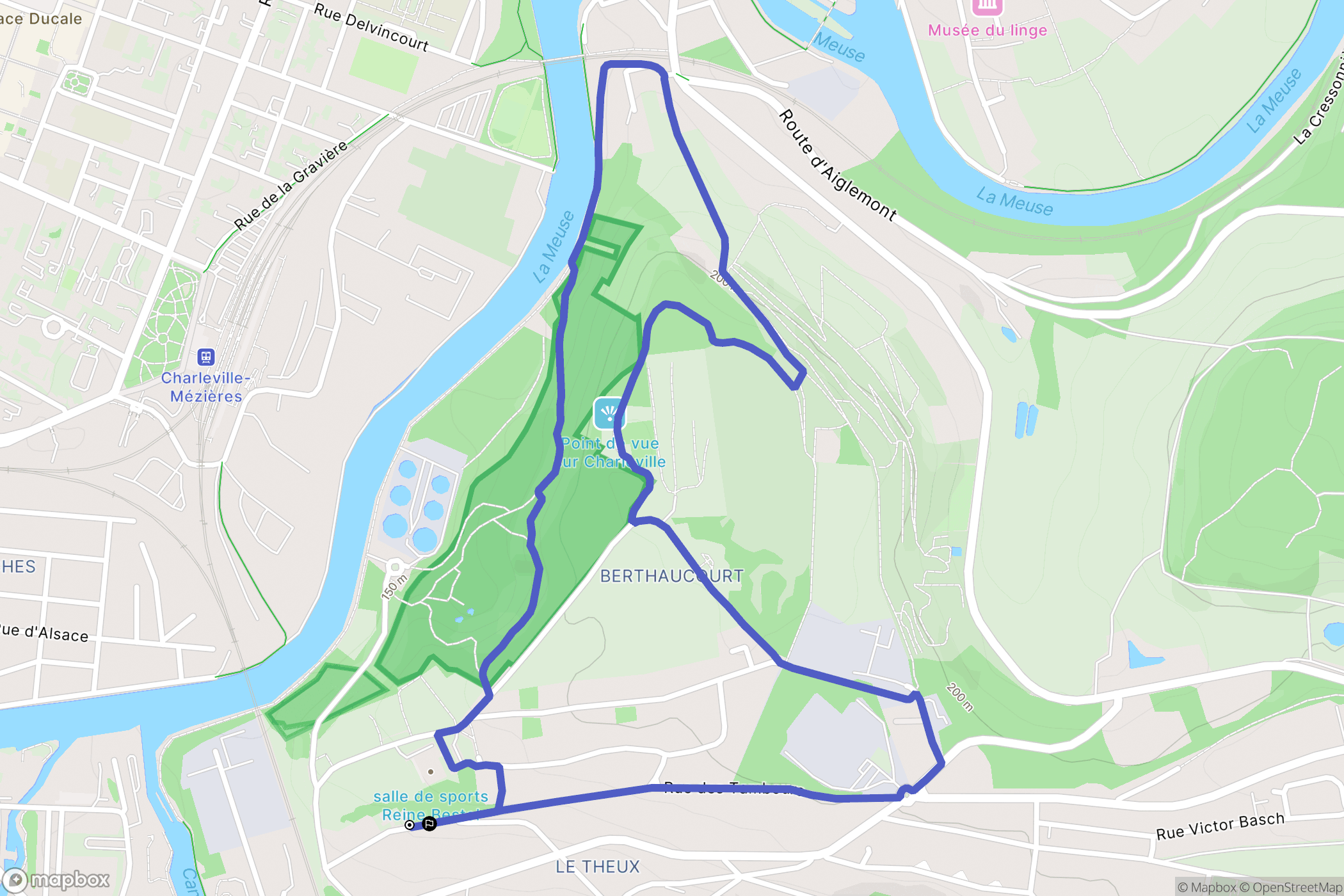 Charleville-Mézières : carte du parcours de randonnée - France