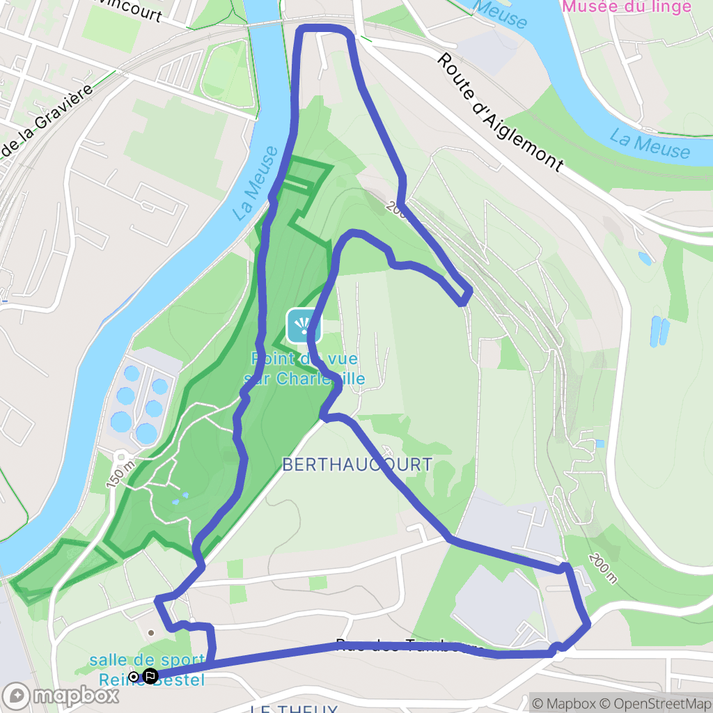 Charleville-Mézières : carte du parcours de randonnée - France