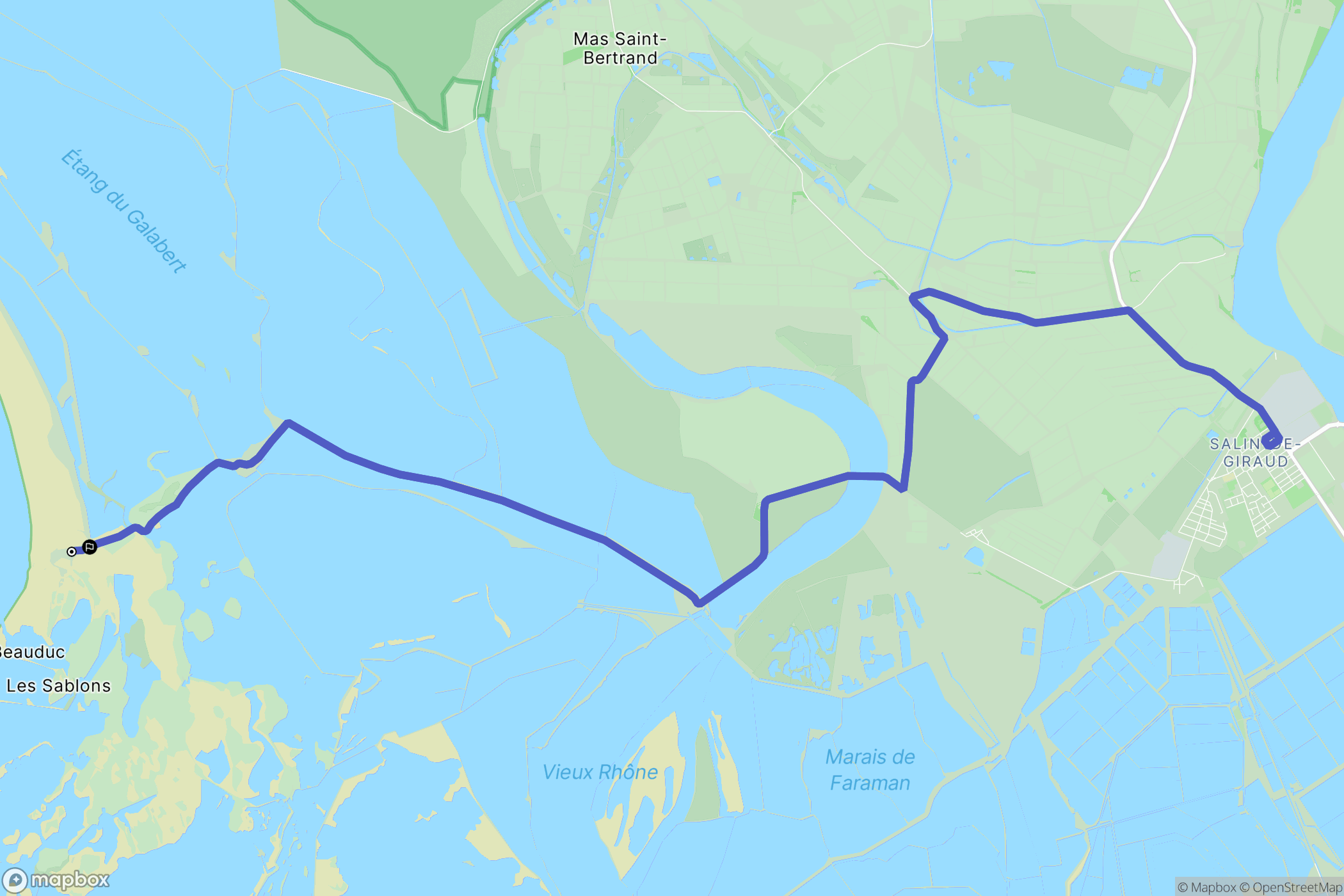 Saintes-Maries-de-la-Mer : carte du parcours de randonnée - France