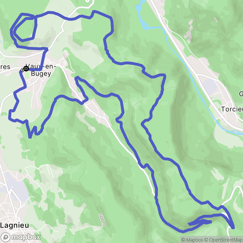 Vaux-en-Bugey : carte du parcours de randonnée - France