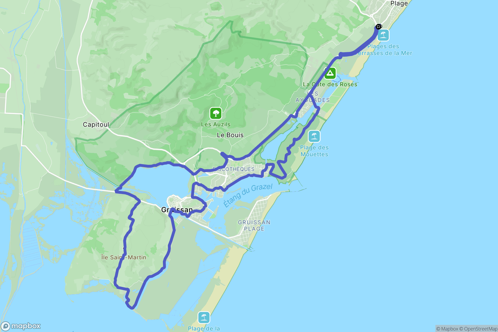Narbonne : carte du parcours de randonnée - France
