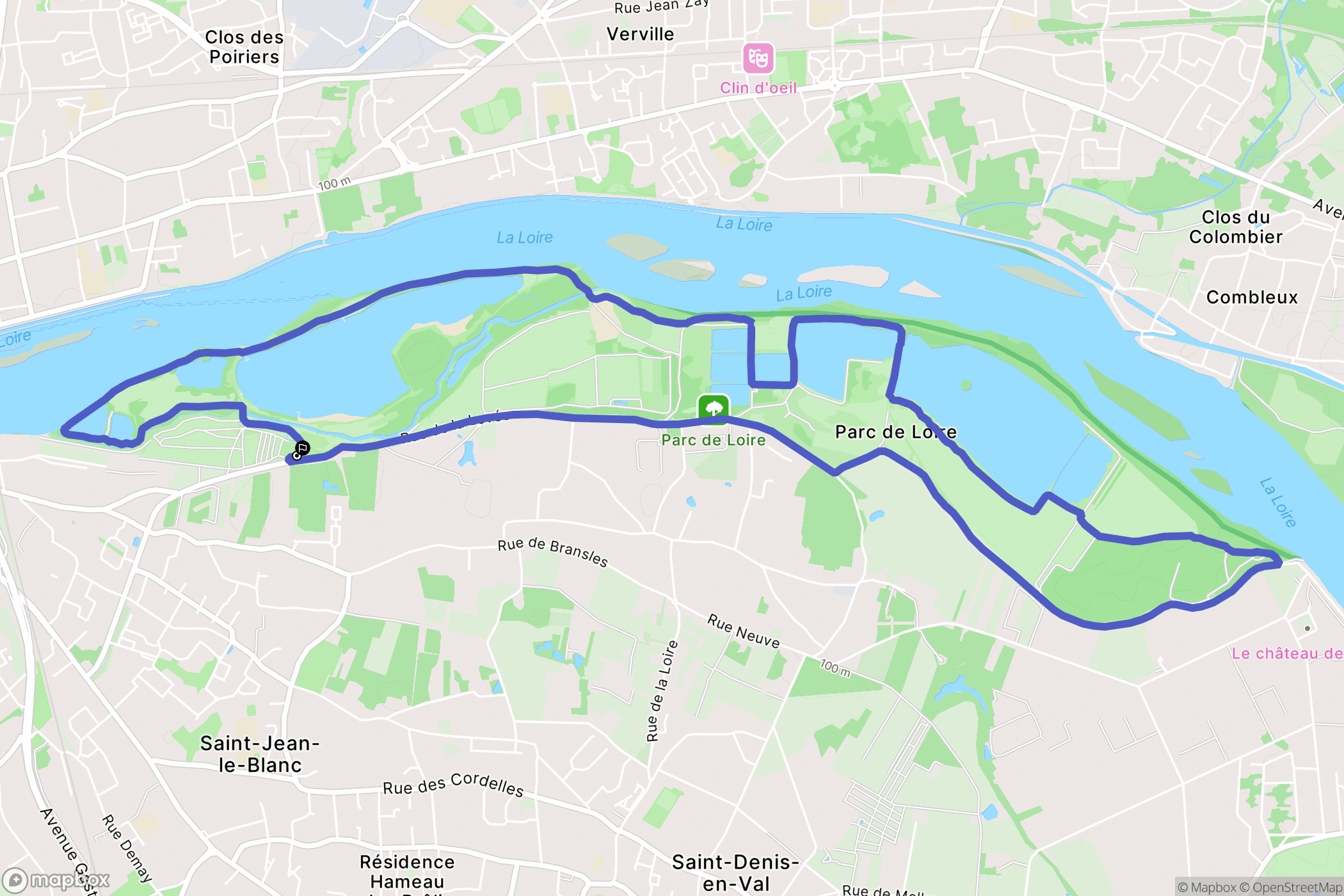 Saint-Jean-le-Blanc : carte du parcours de randonnée - France