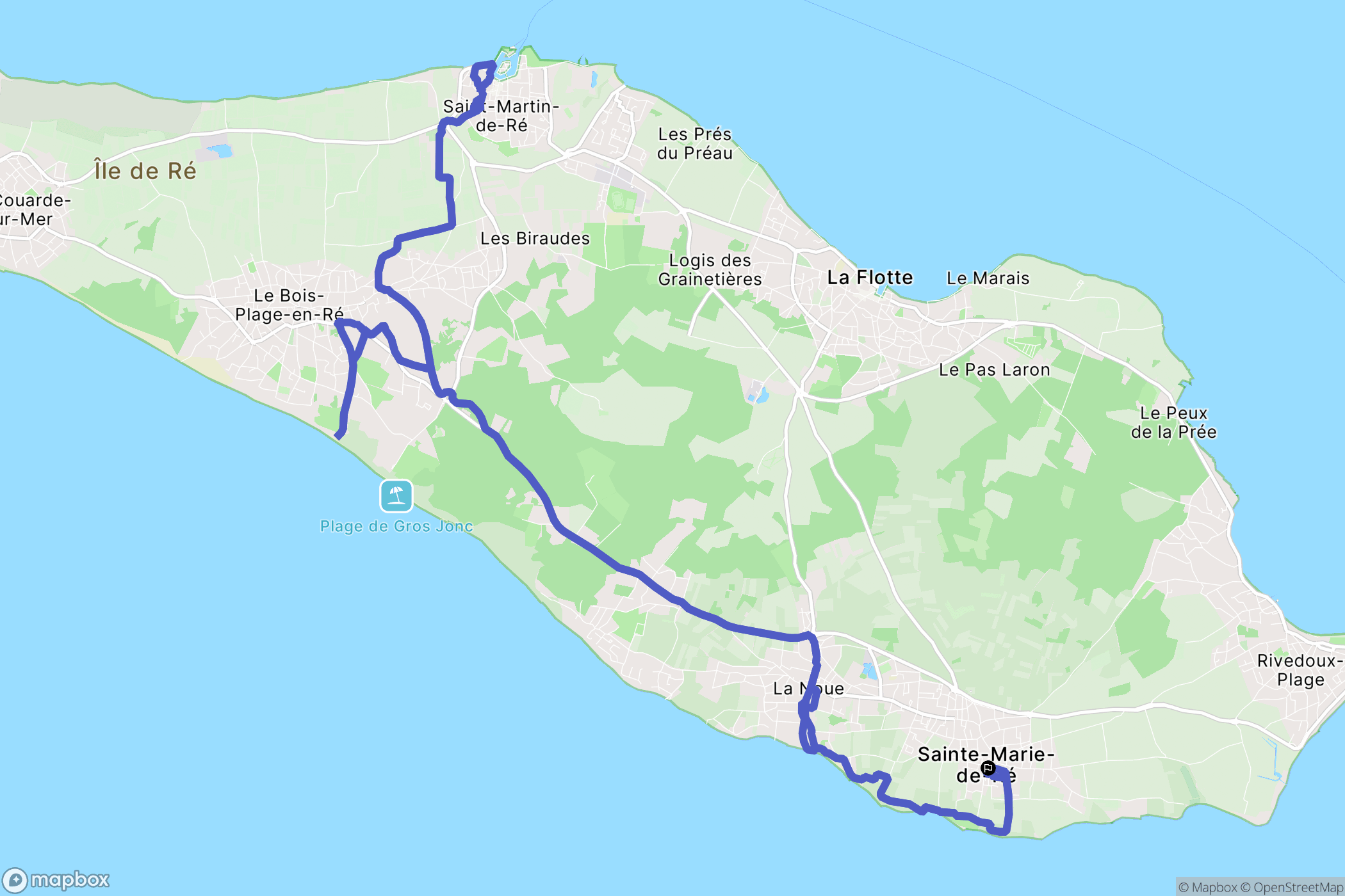 Sainte-Marie-de-Ré : carte du parcours de randonnée - France