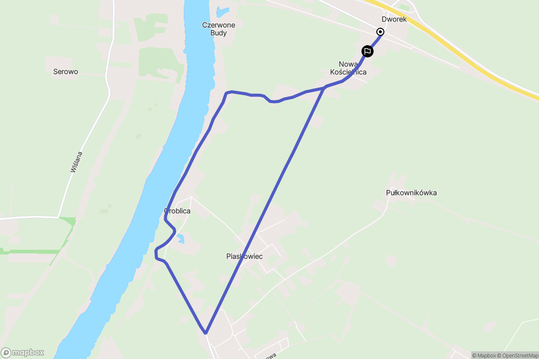 Dworek: mapa trasy - Poland