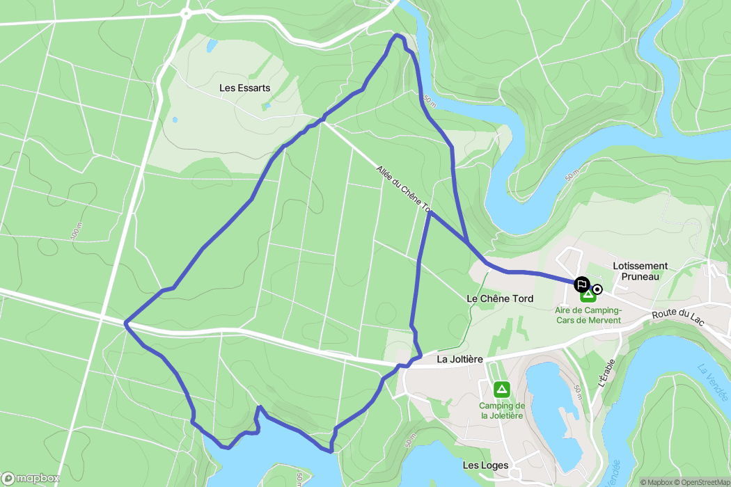 Mervent : carte du parcours de randonnée - France