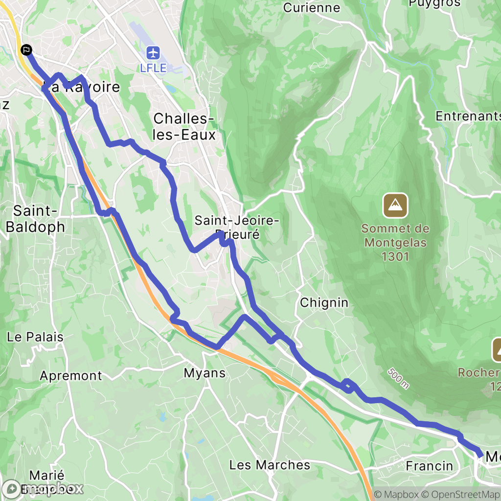 La Ravoire : carte du parcours de randonnée - France