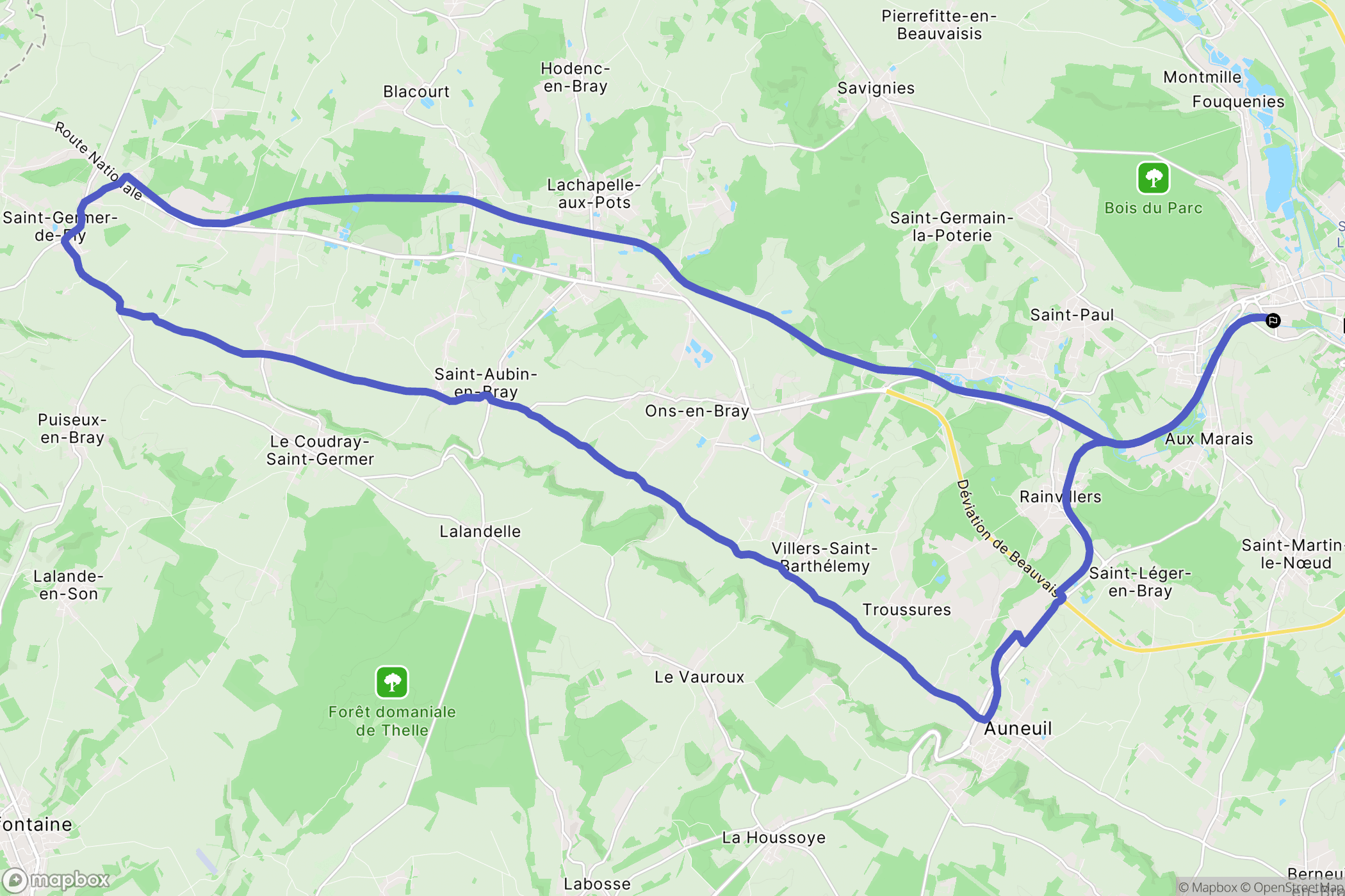 Beauvais : carte du parcours de randonnée - France