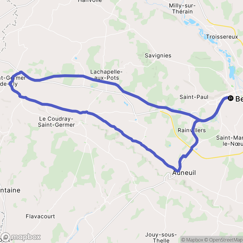 Beauvais : carte du parcours de randonnée - France