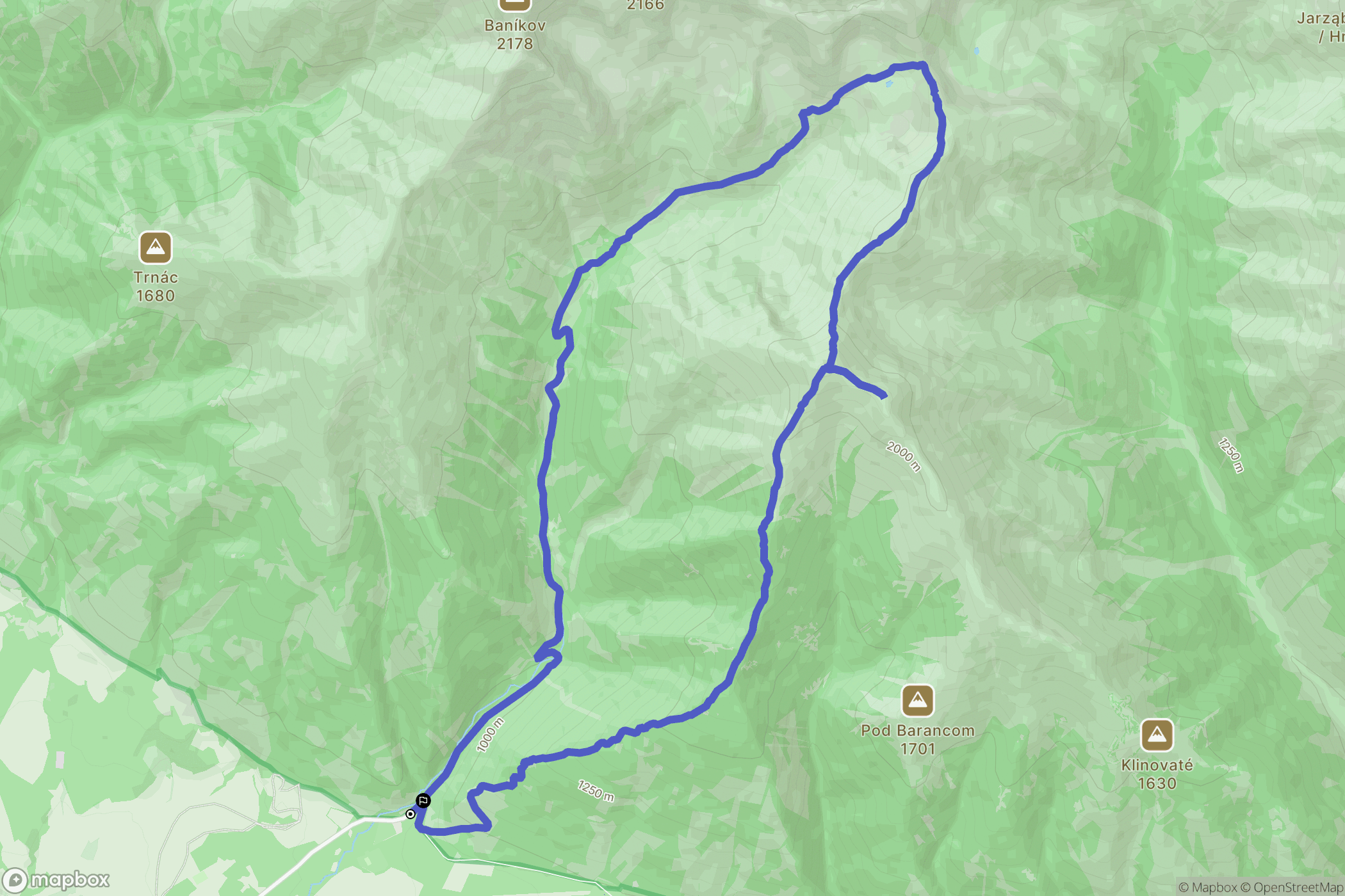 Žiar: mapa trasy - Slovakia