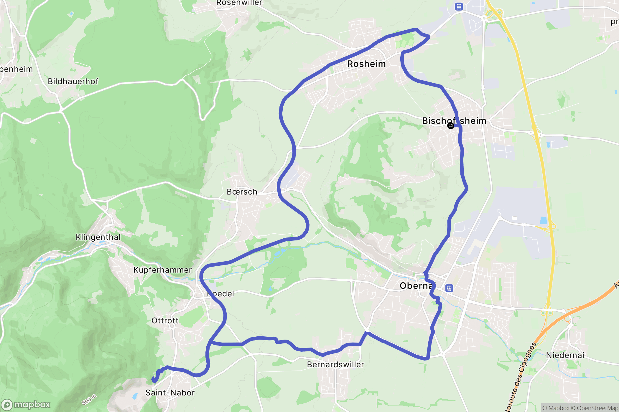 Bischoffsheim : carte du parcours de randonnée - France