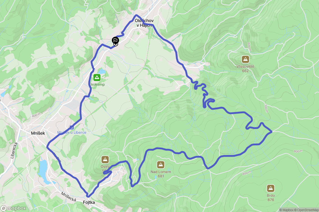 Oldřichov v Hájích: mapa trasy - Czechia