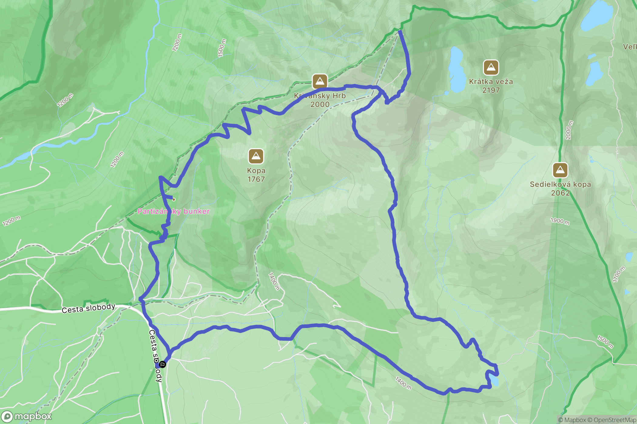 Vysoké Tatry: mapa trasy - Slovakia